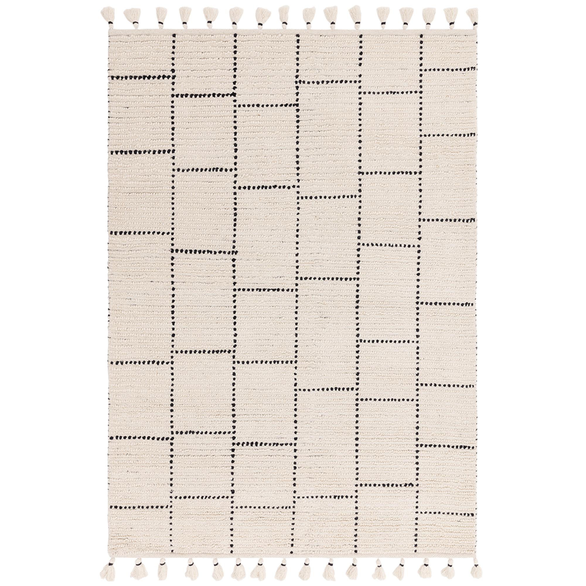 Natural Weaves Rug - Nepal - Cream and Black Tile - Sizes Available