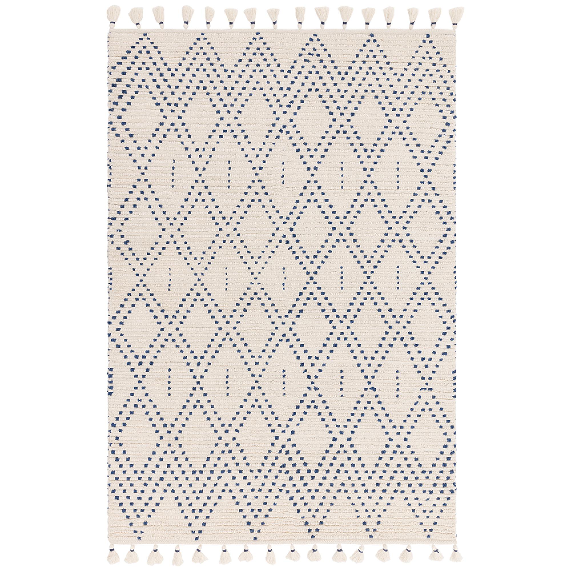 Natural Weaves Rug - Nepal - Cream and Blue - Diamond - Sizes Available