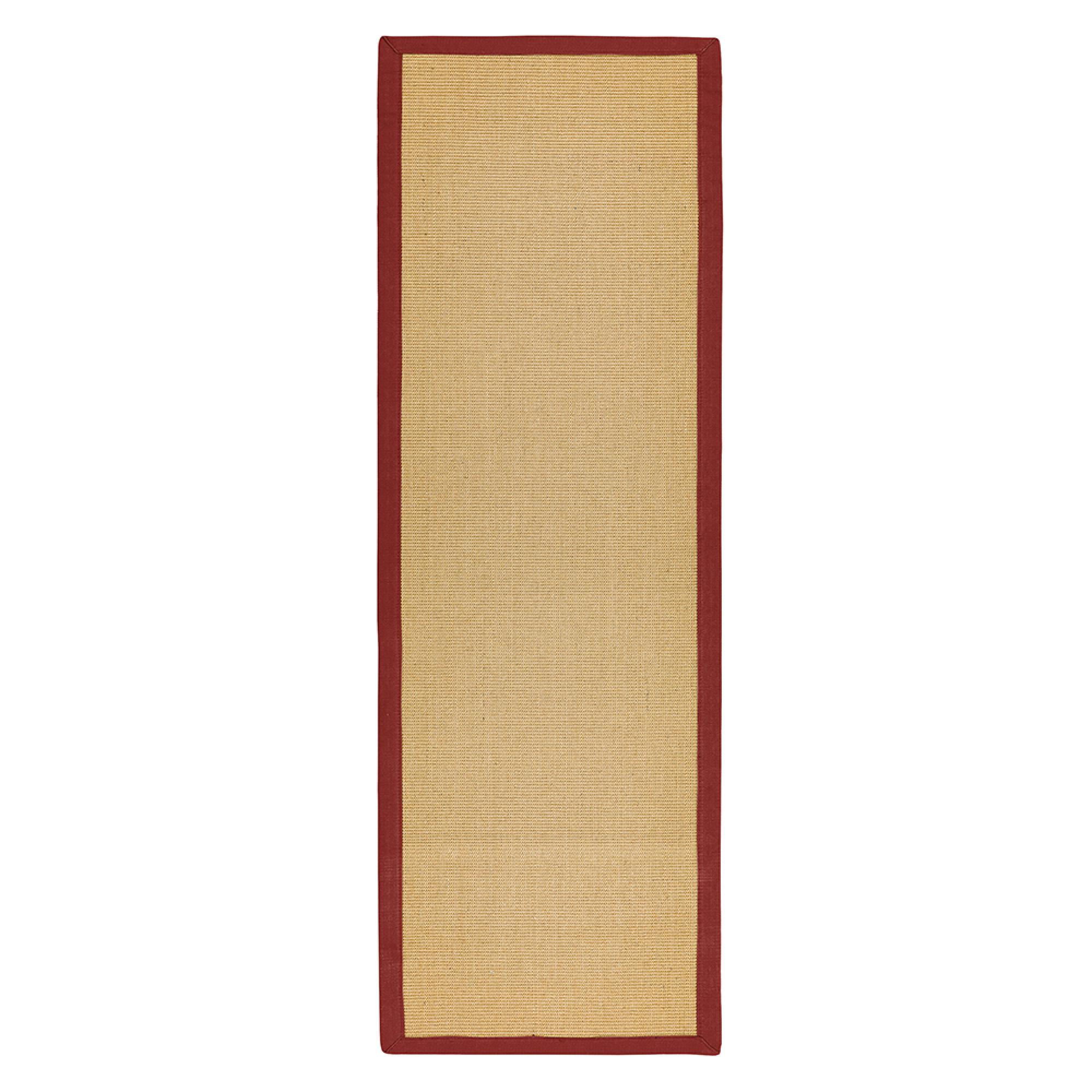 Natural Weaves Runner - Sisal - Linen and Red - 68cm x 240cm
