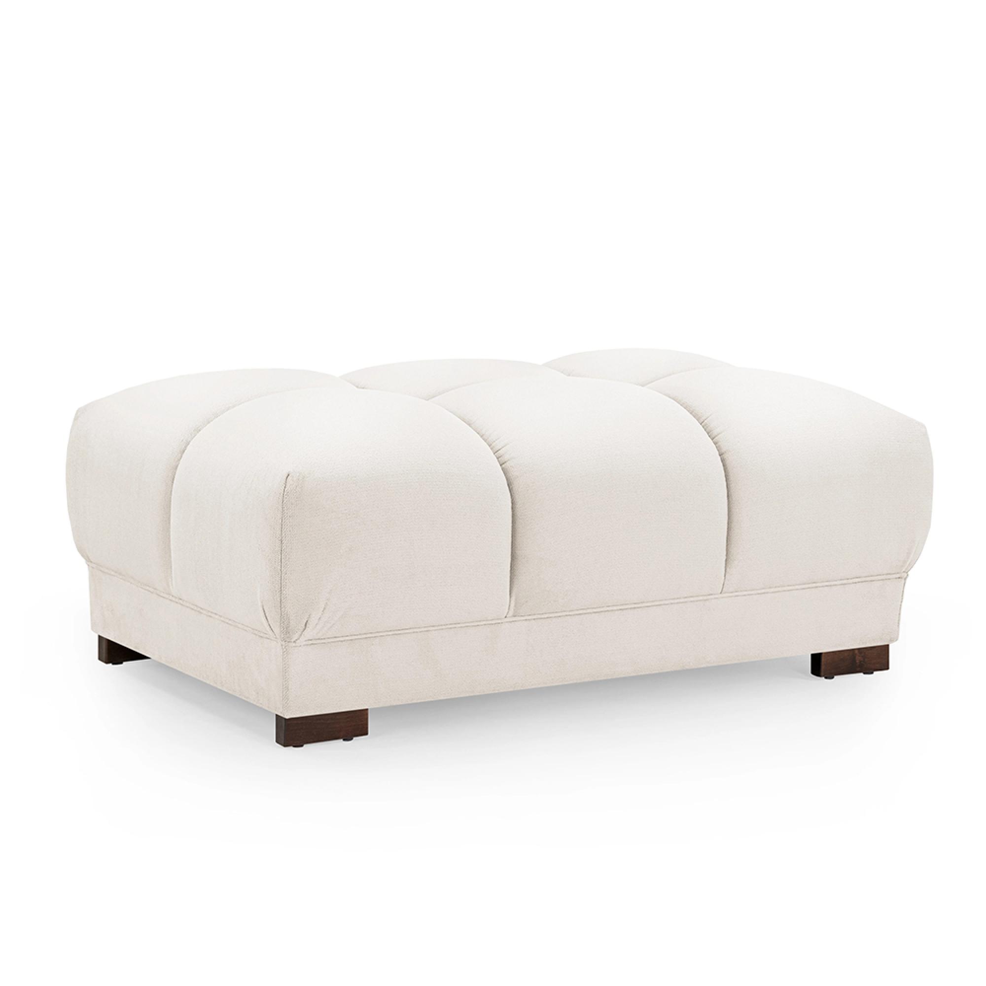 Azzuro Footstool - Cream Velvet Fabric