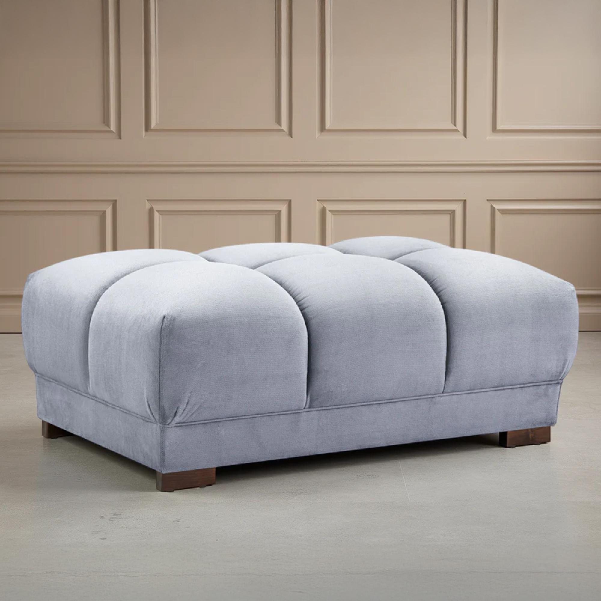 Azzuro Footstool - Grey Velvet Fabric