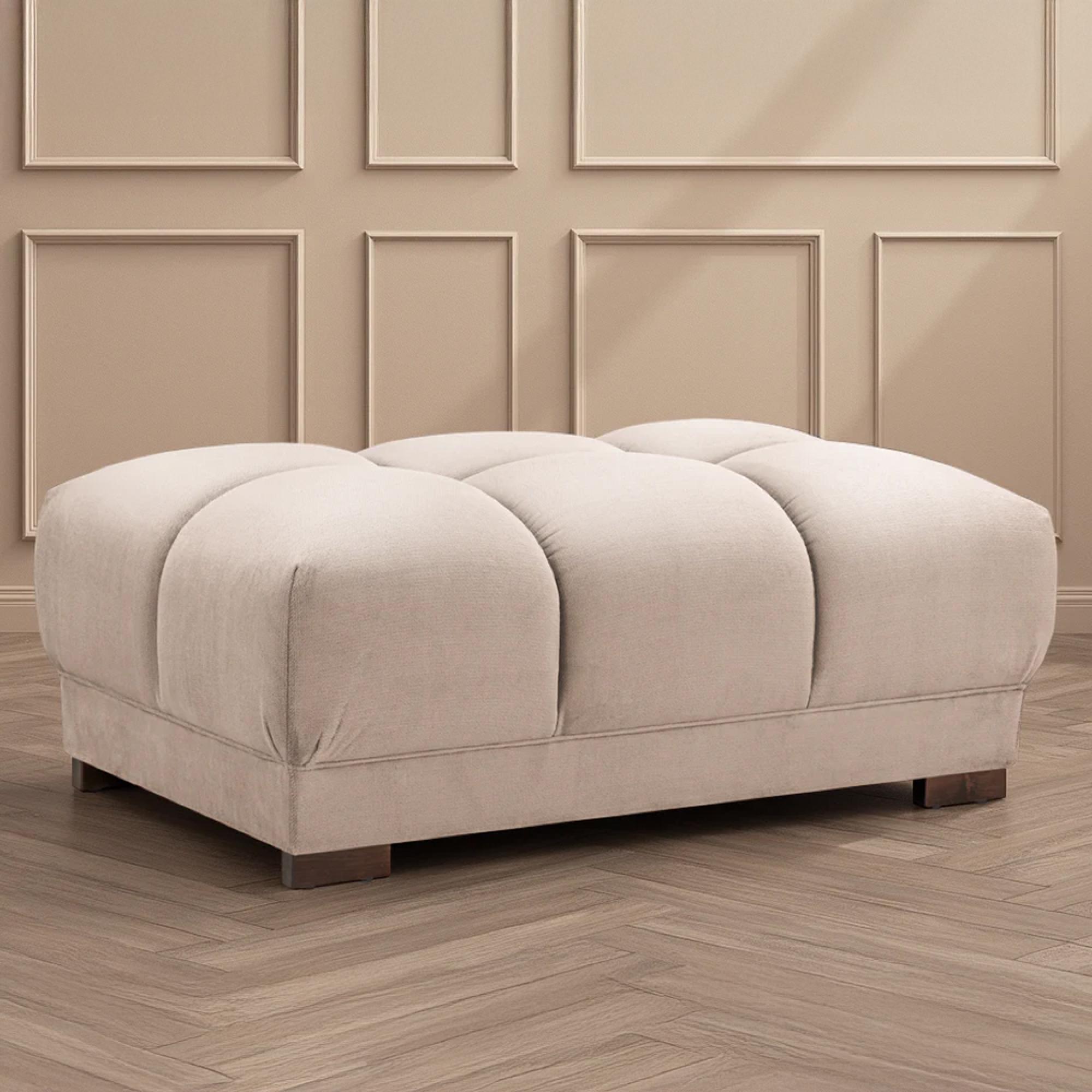 Azzuro Footstool - Mocha Velvet Fabric