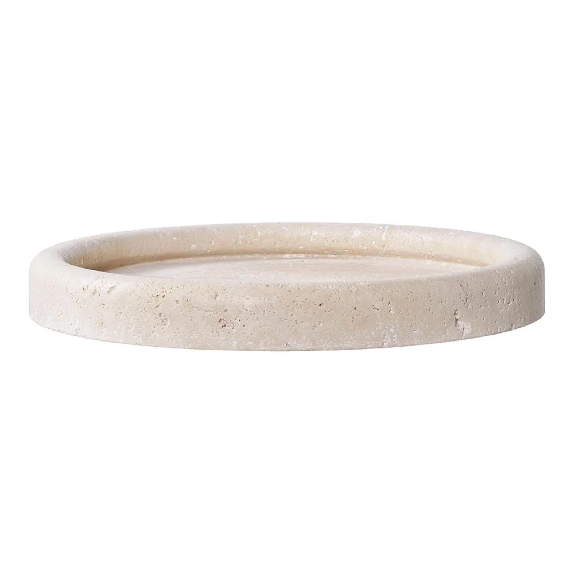 Tray - Round - Travertine - Beige