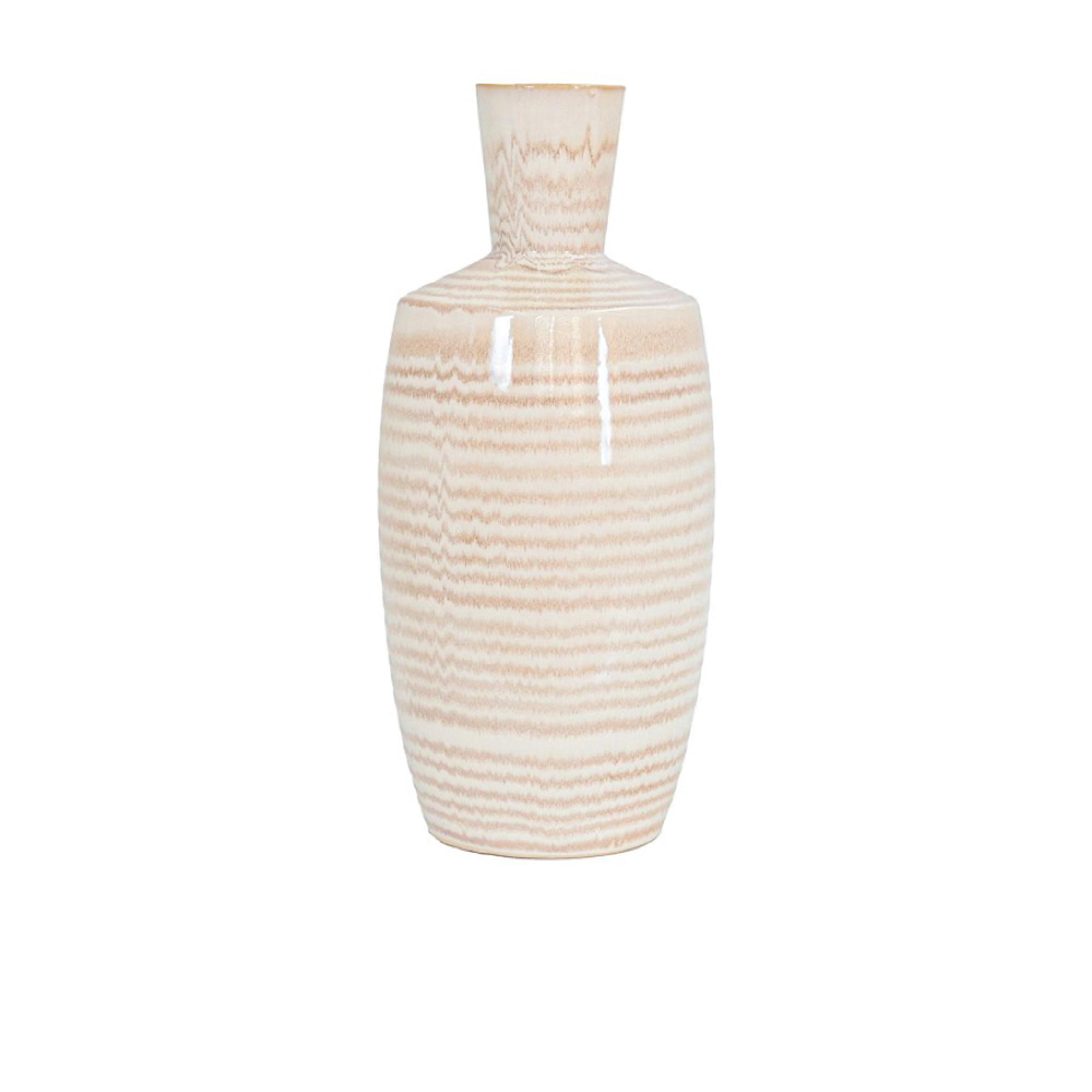 Vase - Beige and Brown Stripes - Ceramic - Small
