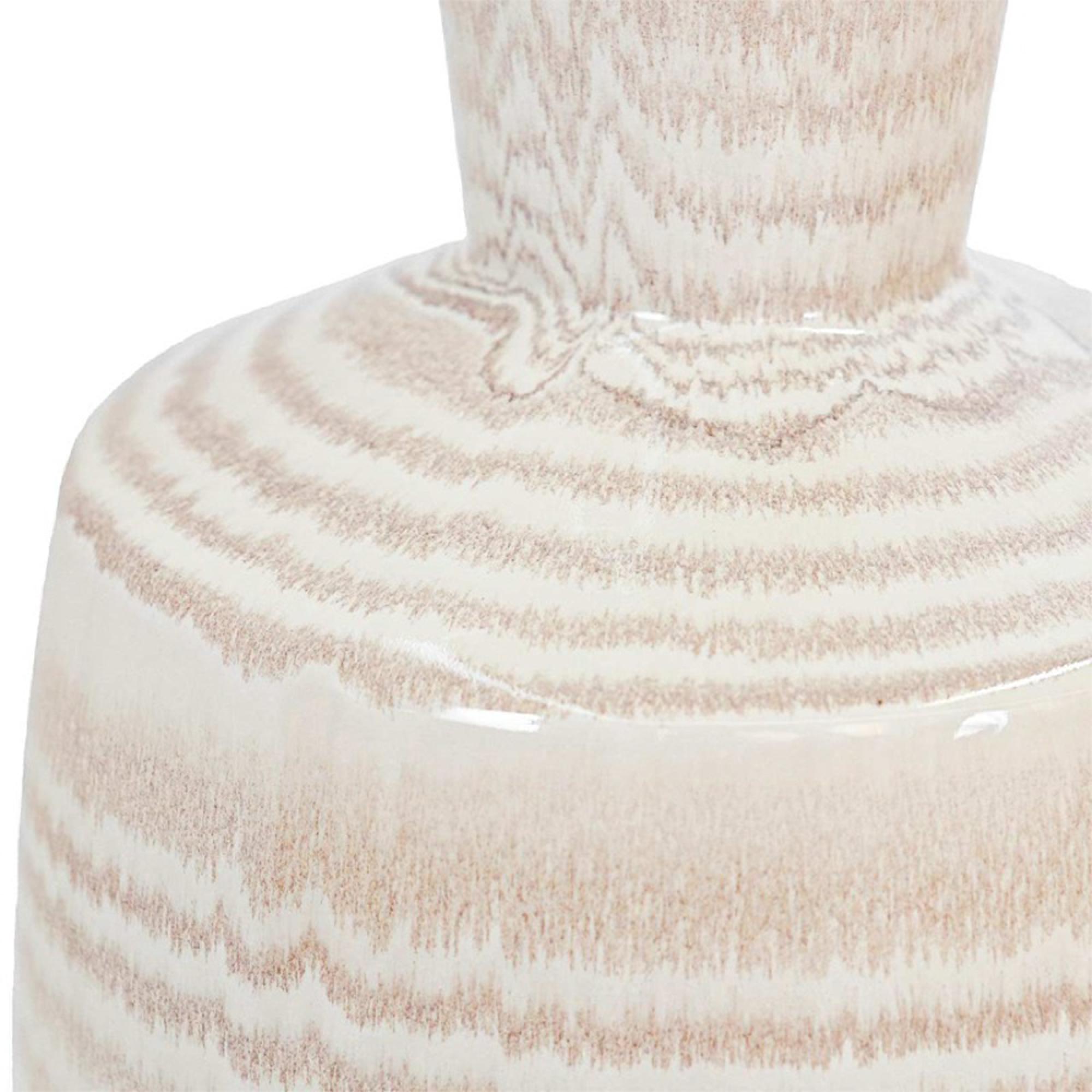 Vase - Beige and Brown Stripes - Ceramic - Small