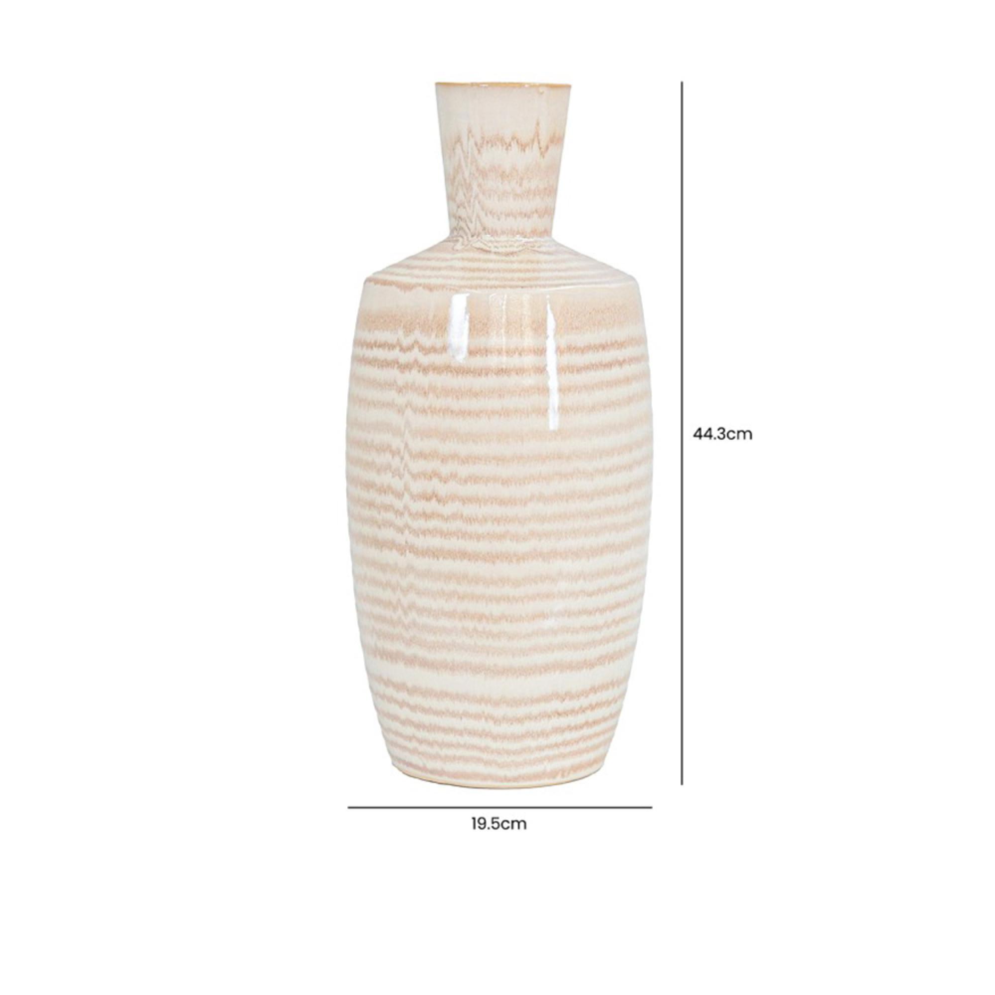 Vase - Beige and Brown Stripes - Ceramic - Small