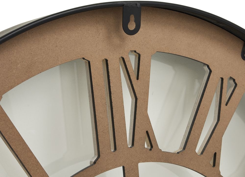 Skeleton Wall Clock - White Roman Numerals - Black Frame - 80cm x 80cm