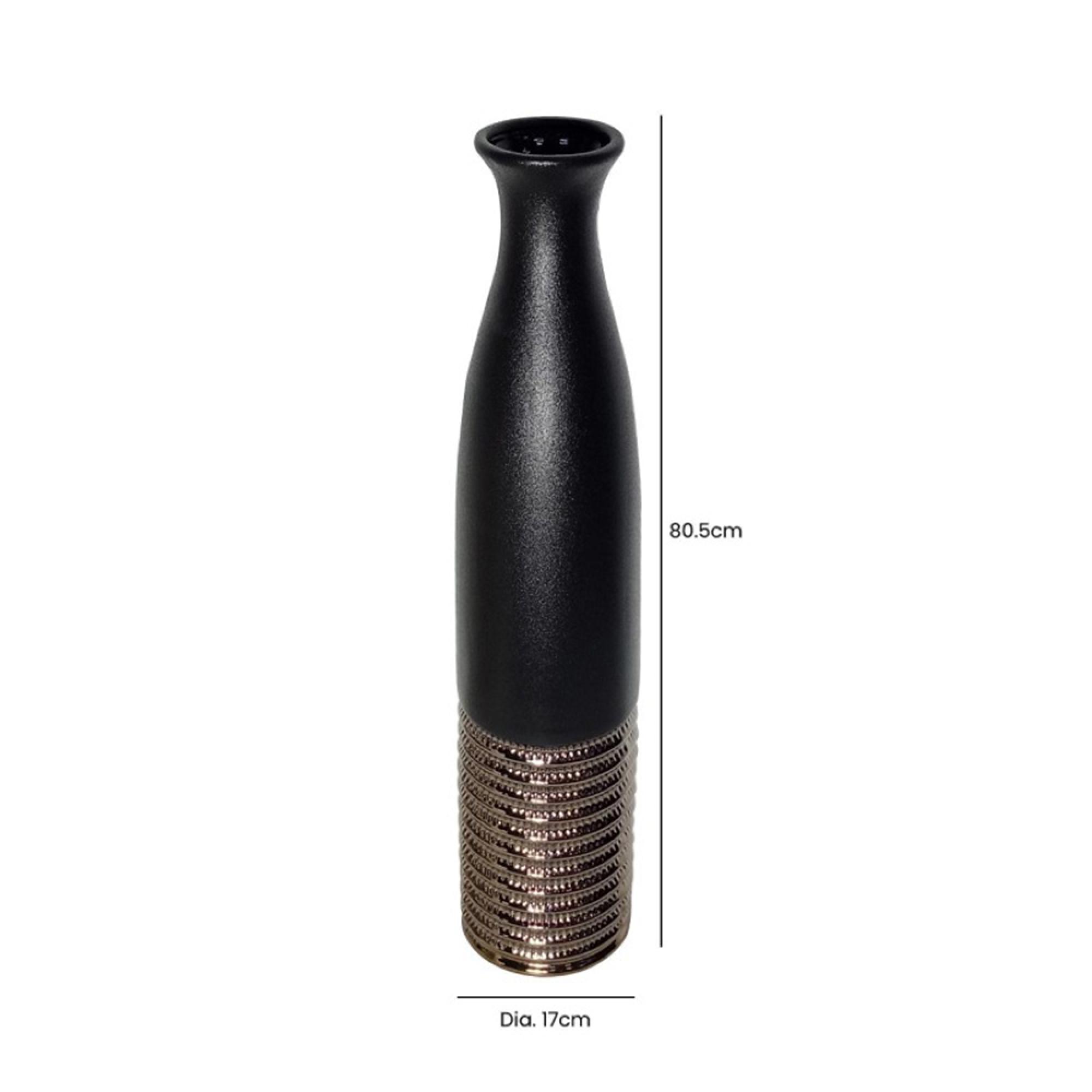Vase - Black and Textured Bronze - Ceramic - Large