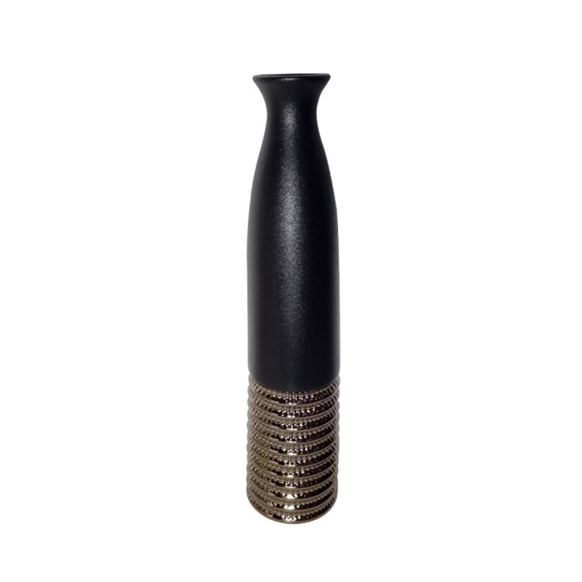 Vase - Black and Textured Bronze - Ceramic - Small