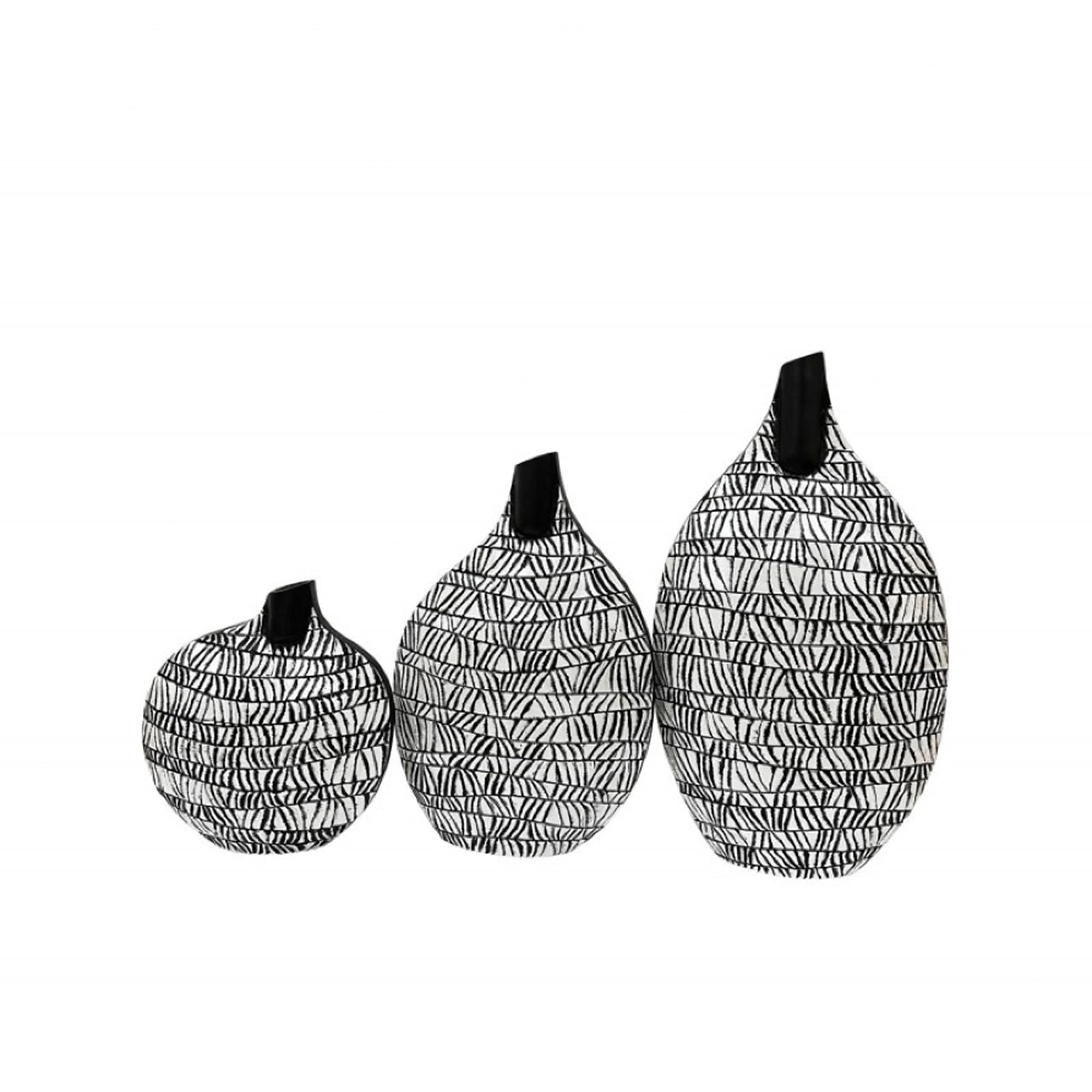 Vase - Black and White - Polyresin - Large