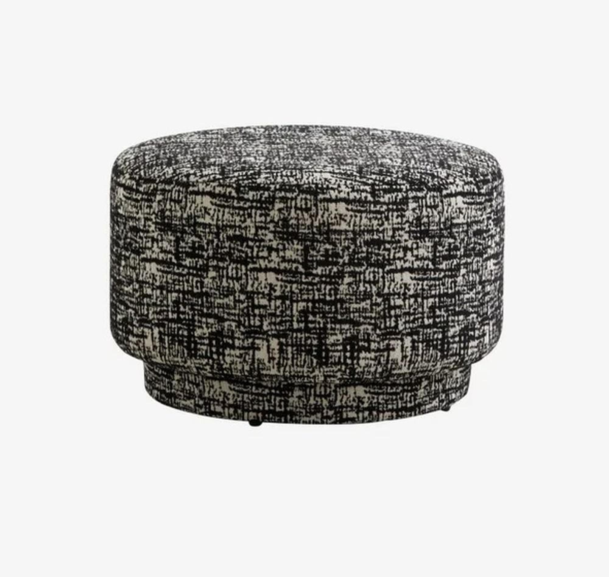 Bomu Black and White Fabric Pouf