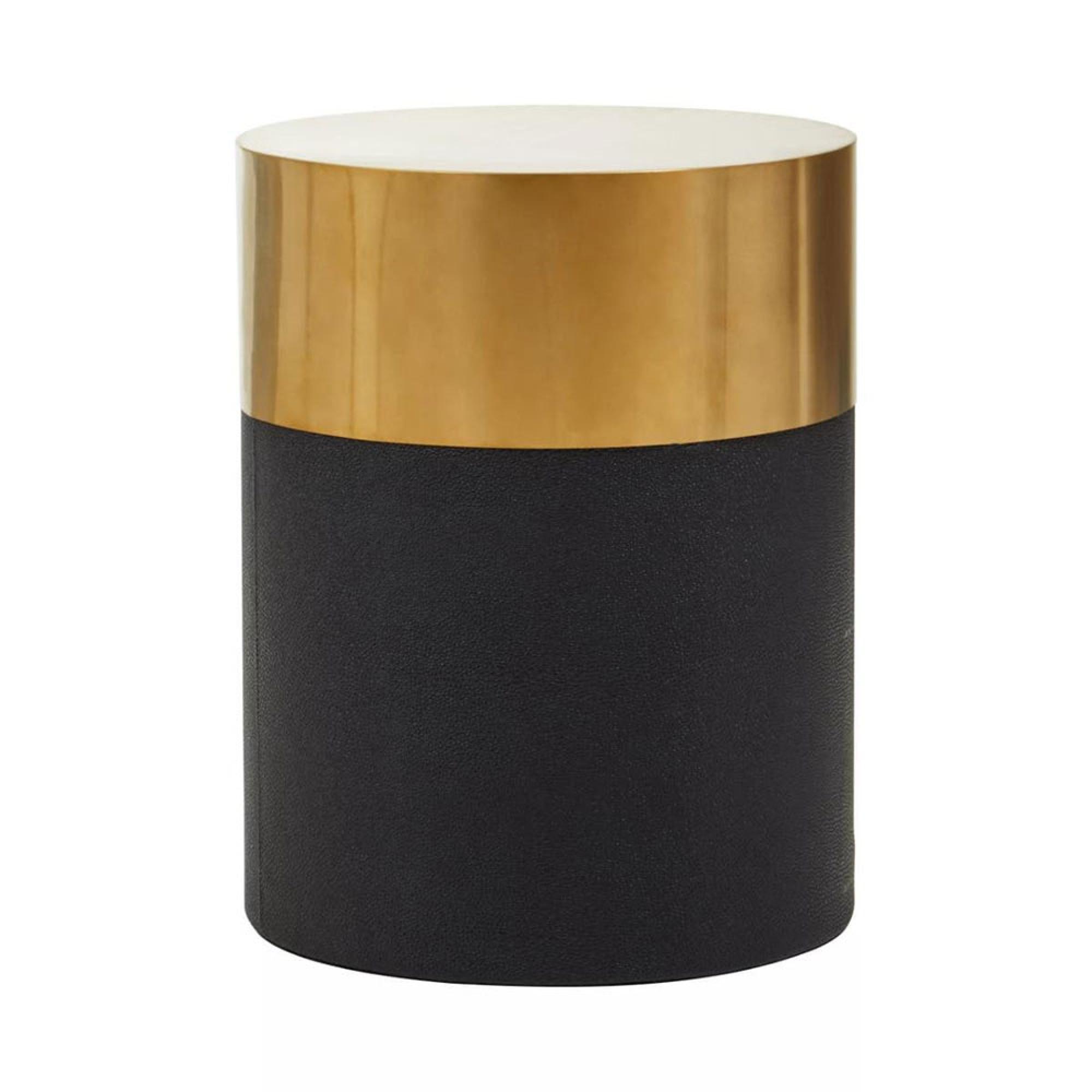 Cardoba Stool - Round - Black Faux Shagreen