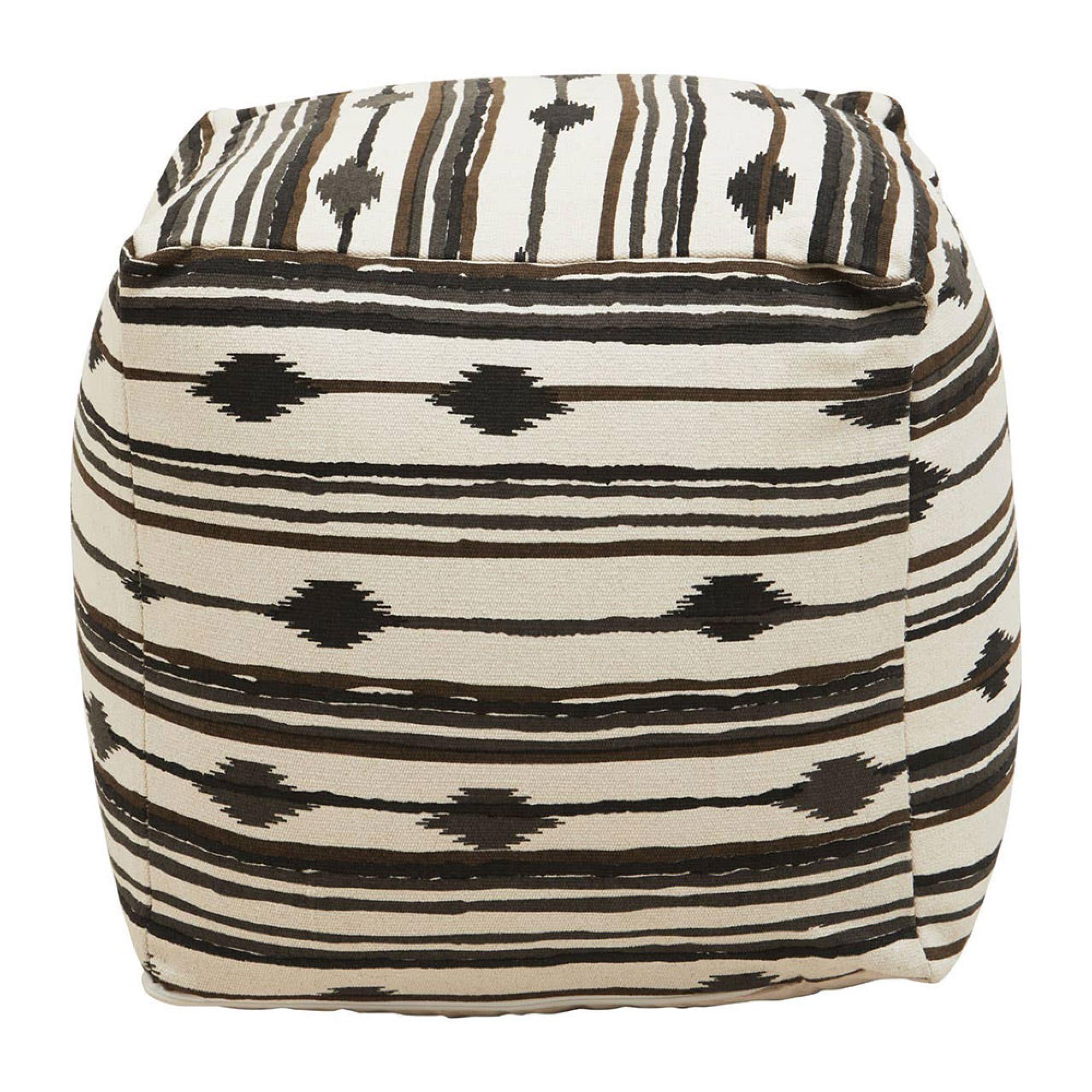 Cefena Pouffe - Square - Black and White Fabric