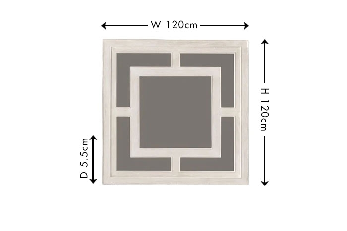 Clearance - Geo Wall Mirror - Square - 120cm x 120cm - White Washed Mango Wood