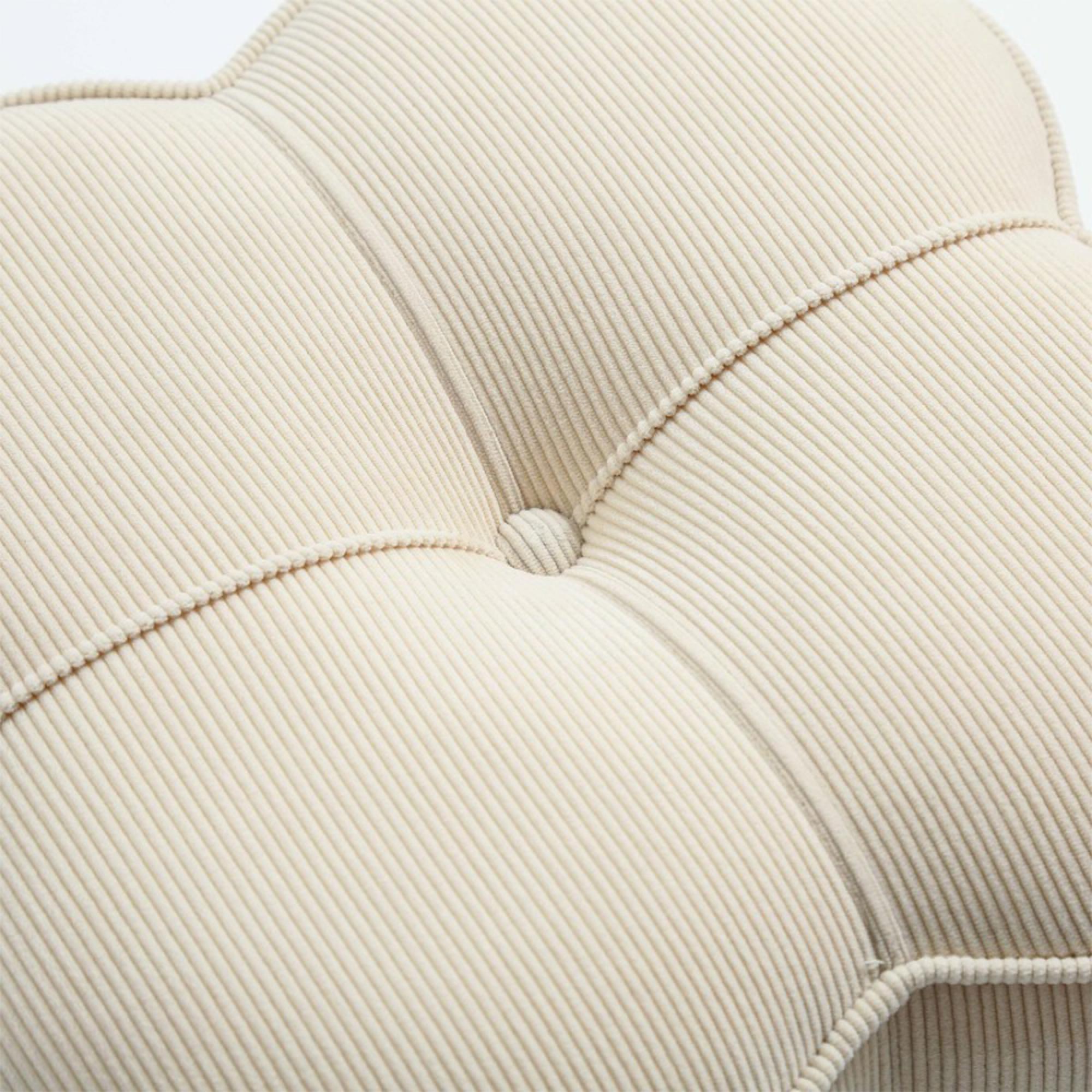 Clover Ottoman Footstool - Cream Velvet Fabric