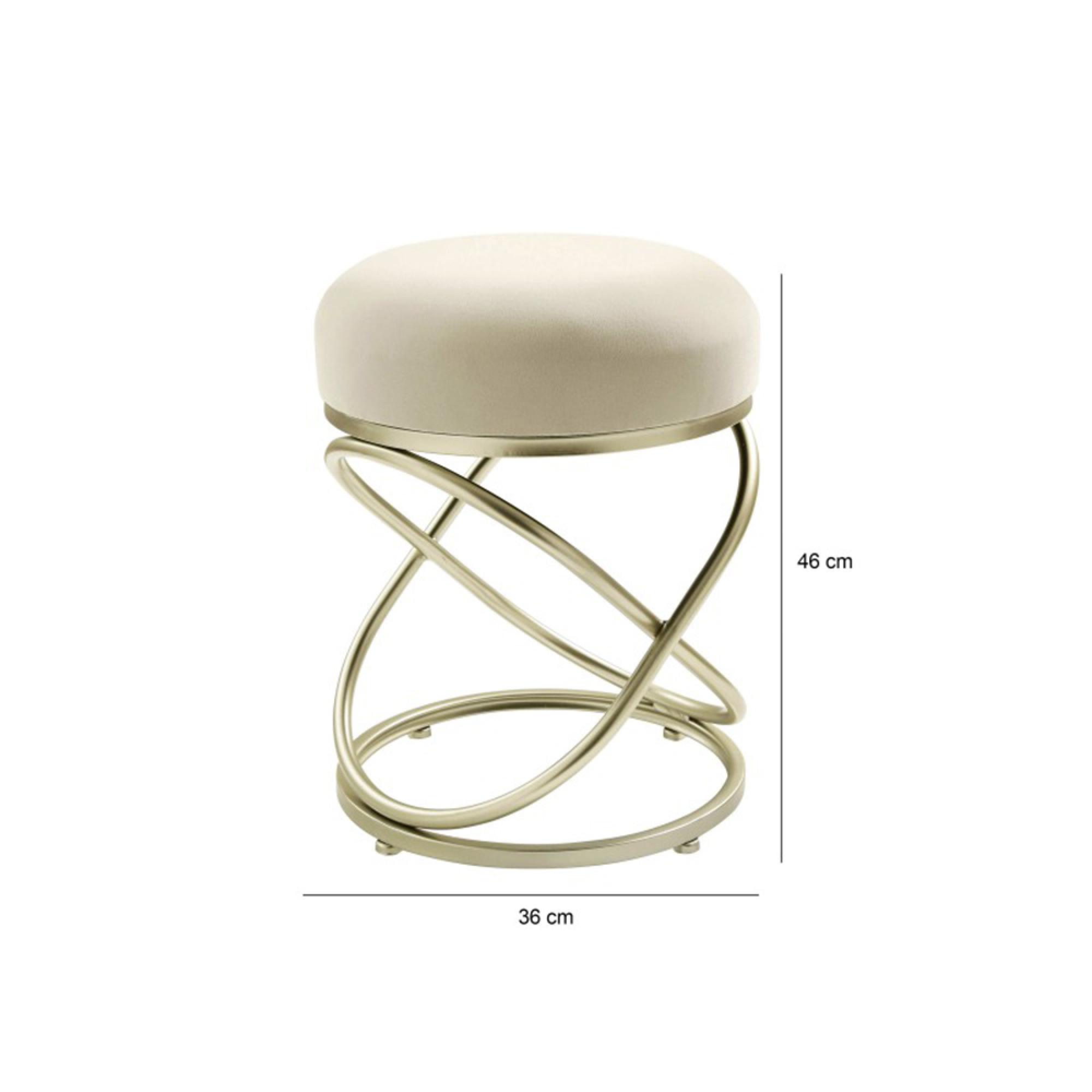 Rizzo Footstool - Round - Cream Velvet Fabric