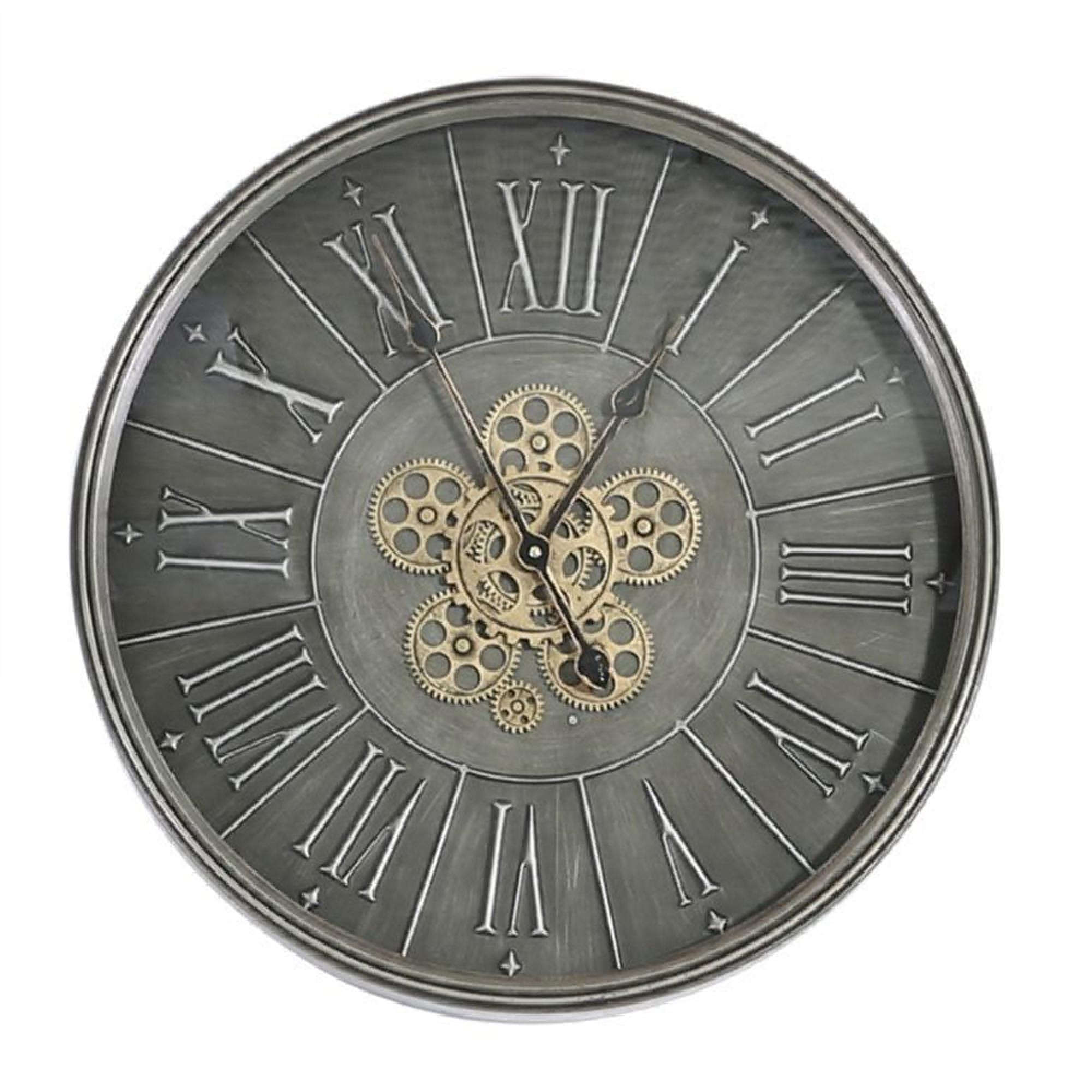 Wall Clock - Round - Dark Grey Gears