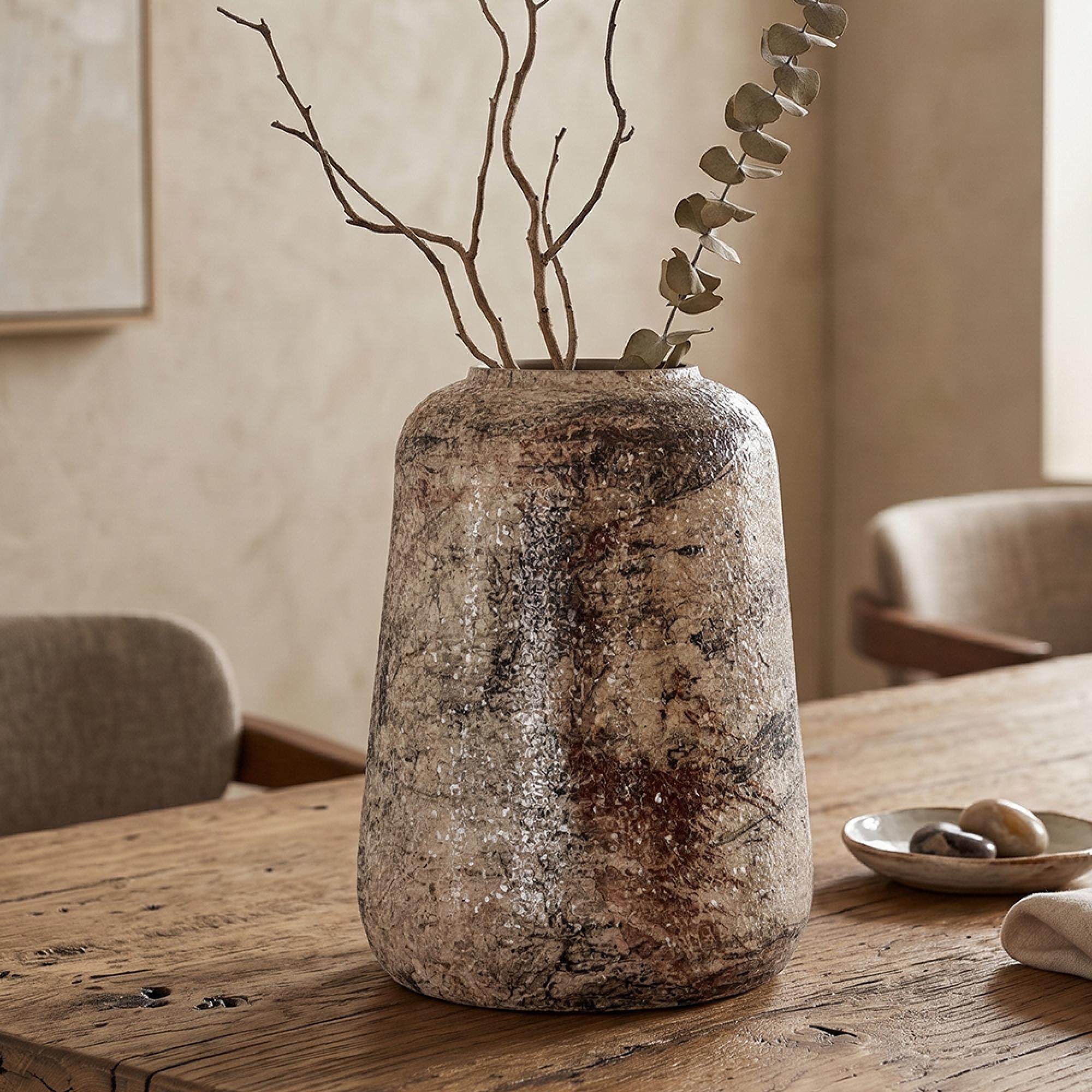 Dena Vase - Beige - Large - Metal