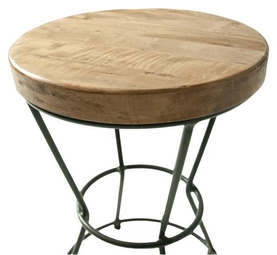 Evansville Mango Wood Round Stool