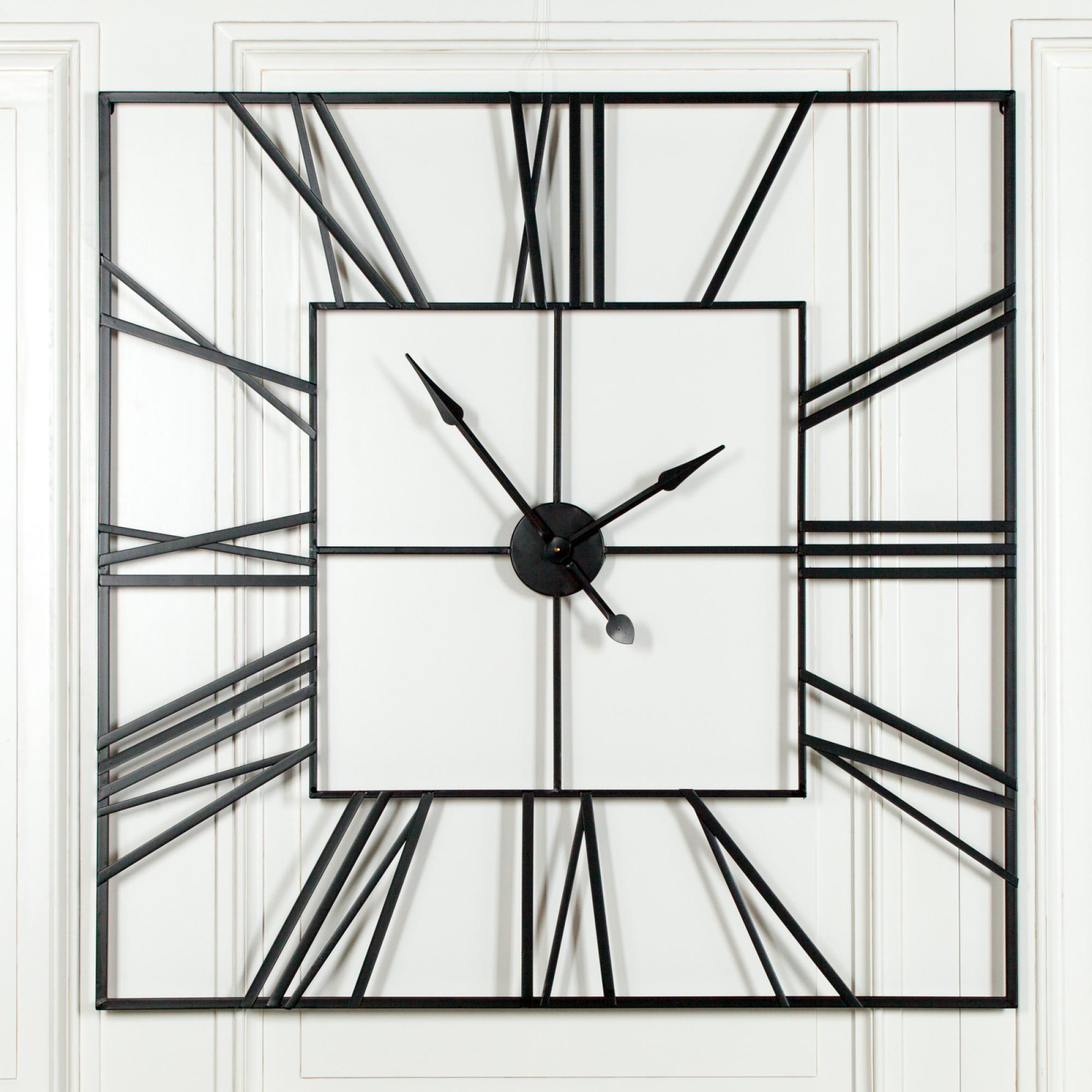 Wall Clock - Black Metal - Square - Extra Large