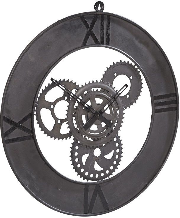 Forks Black Metal Industiral Round Wall Clock