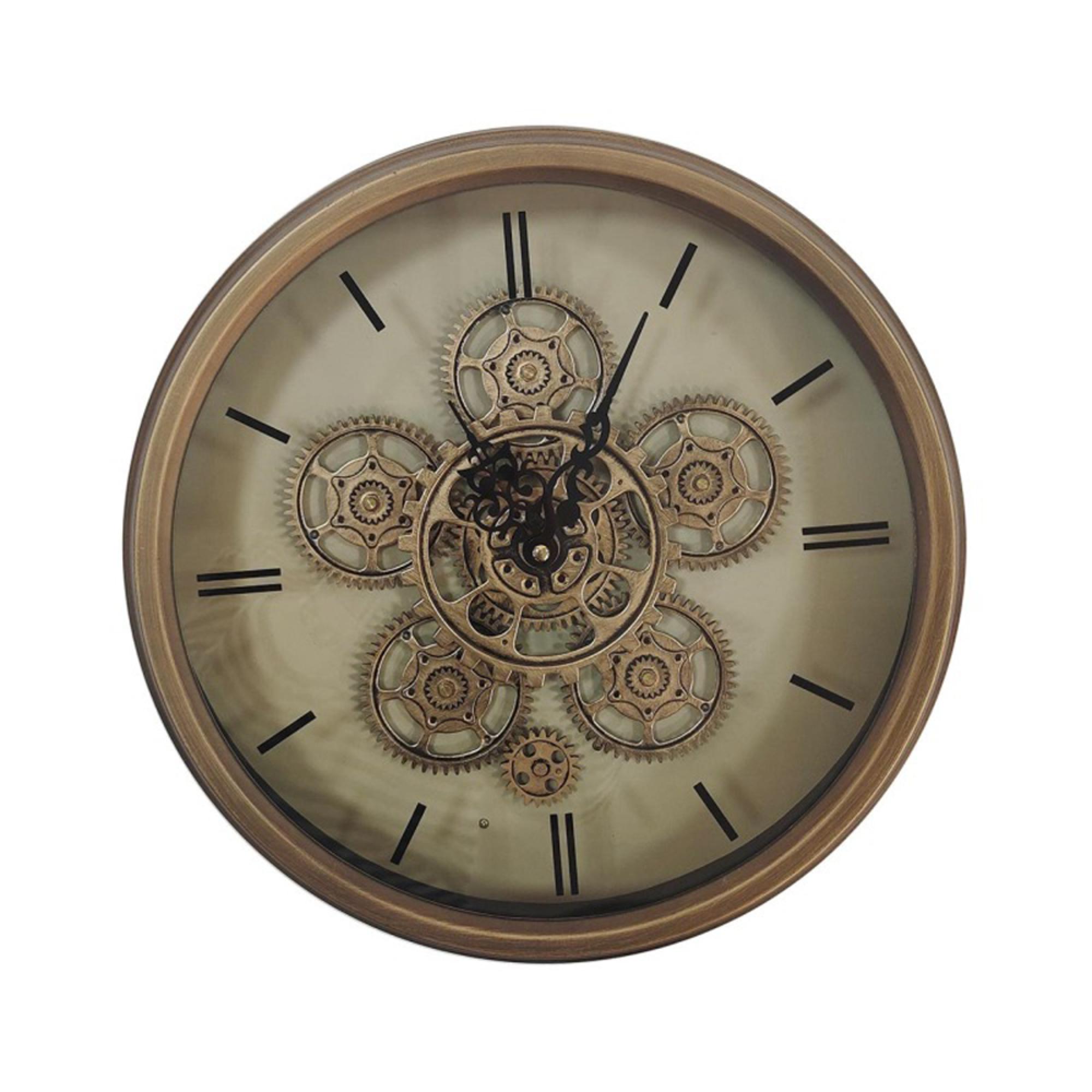 Wall Clock - Round - Gold Gears