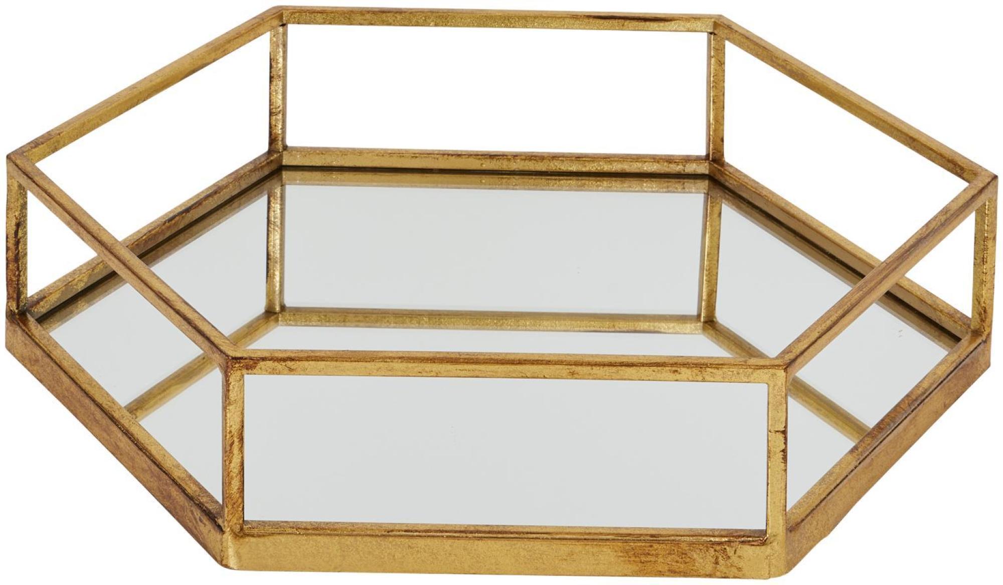Hexagon Trays - Set of 2 - Gold Glass