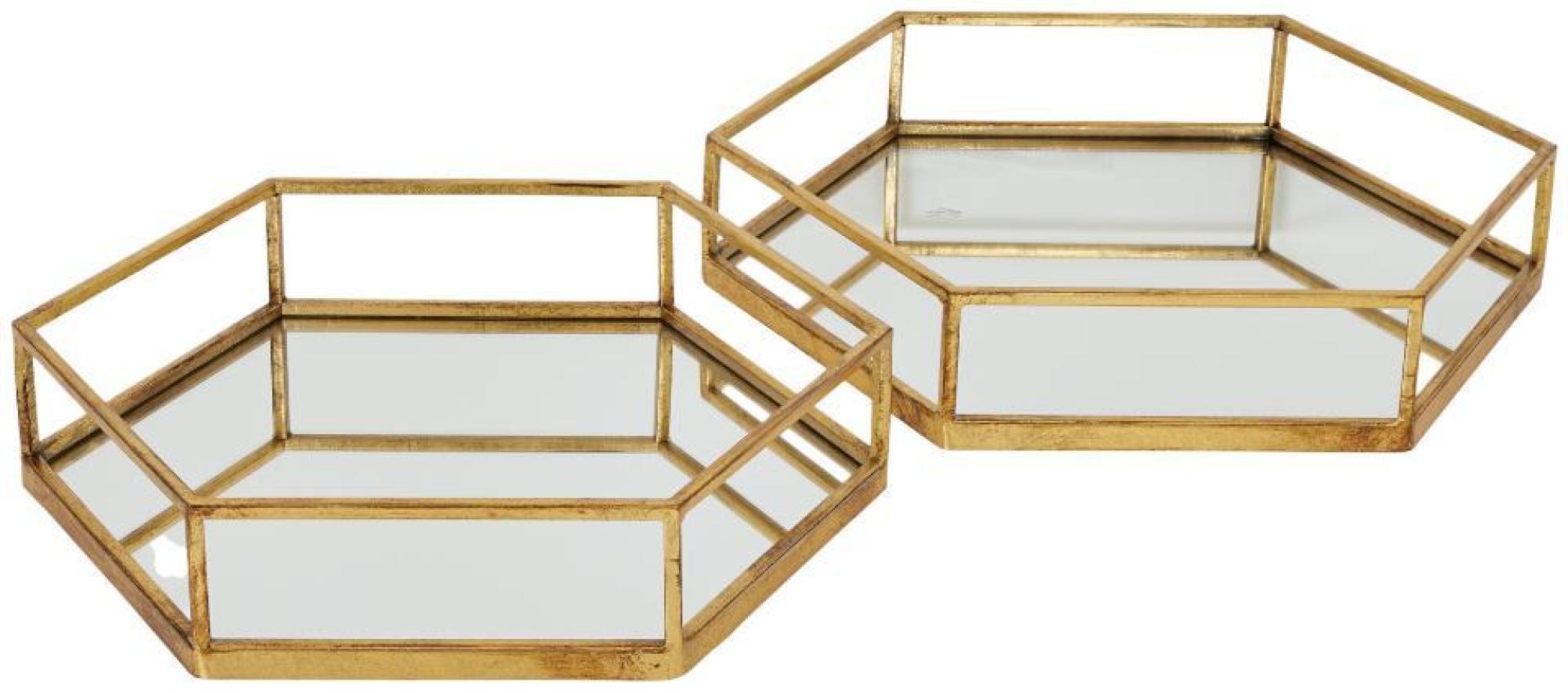 Gold Glass Hexagon Trays (Set of 2)