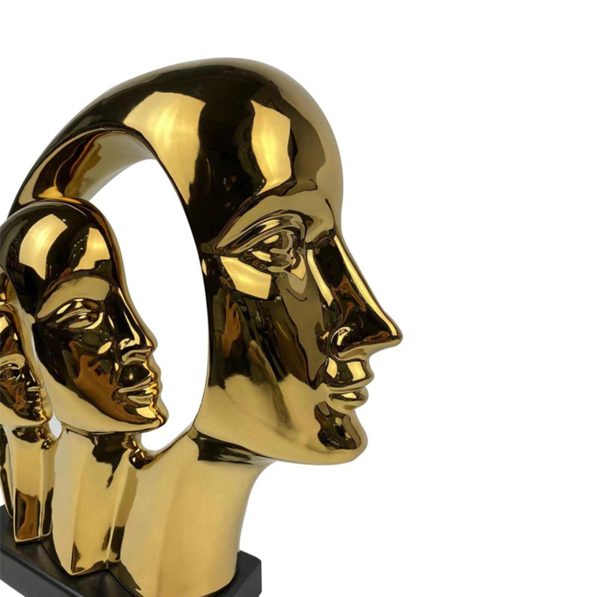 Sculpture - Gold and Black Ceramic - 3 Faces