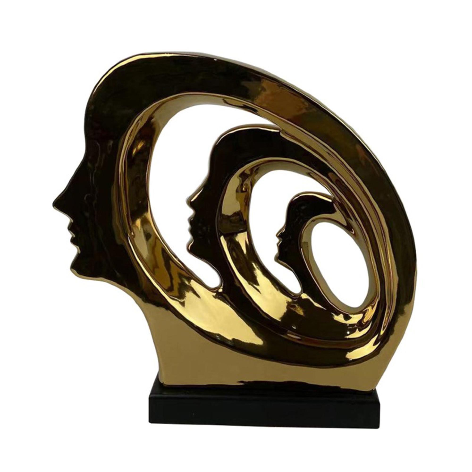 Sculpture - Gold and Black Ceramic - 3 Faces