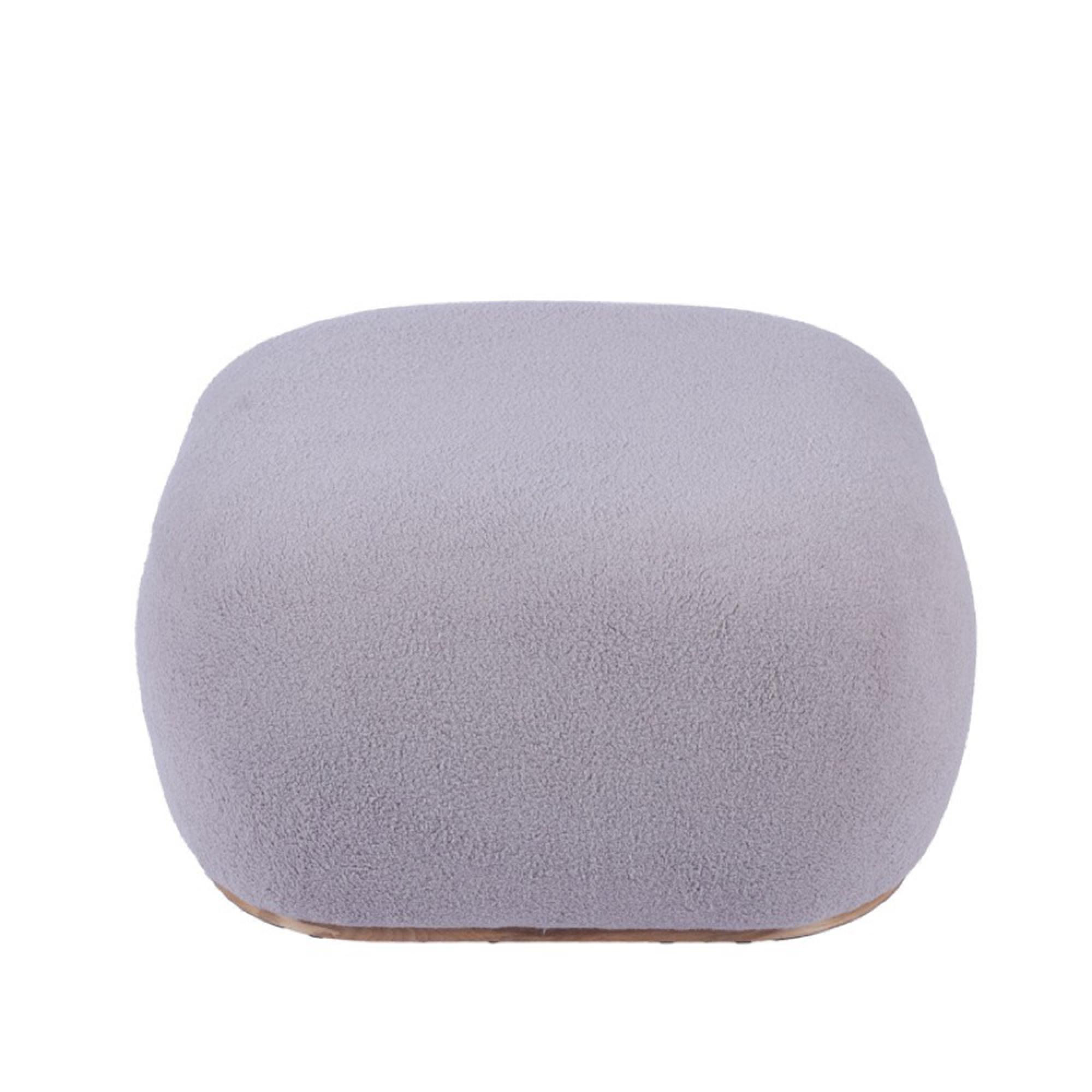 Ottoman Footstool - Square - Grey Boucle Fabric