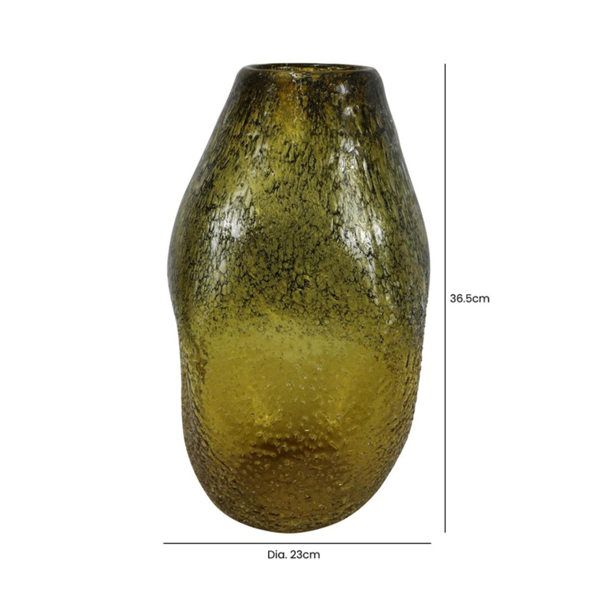 Vase - Handmade - Amber Yellow Glass - Large