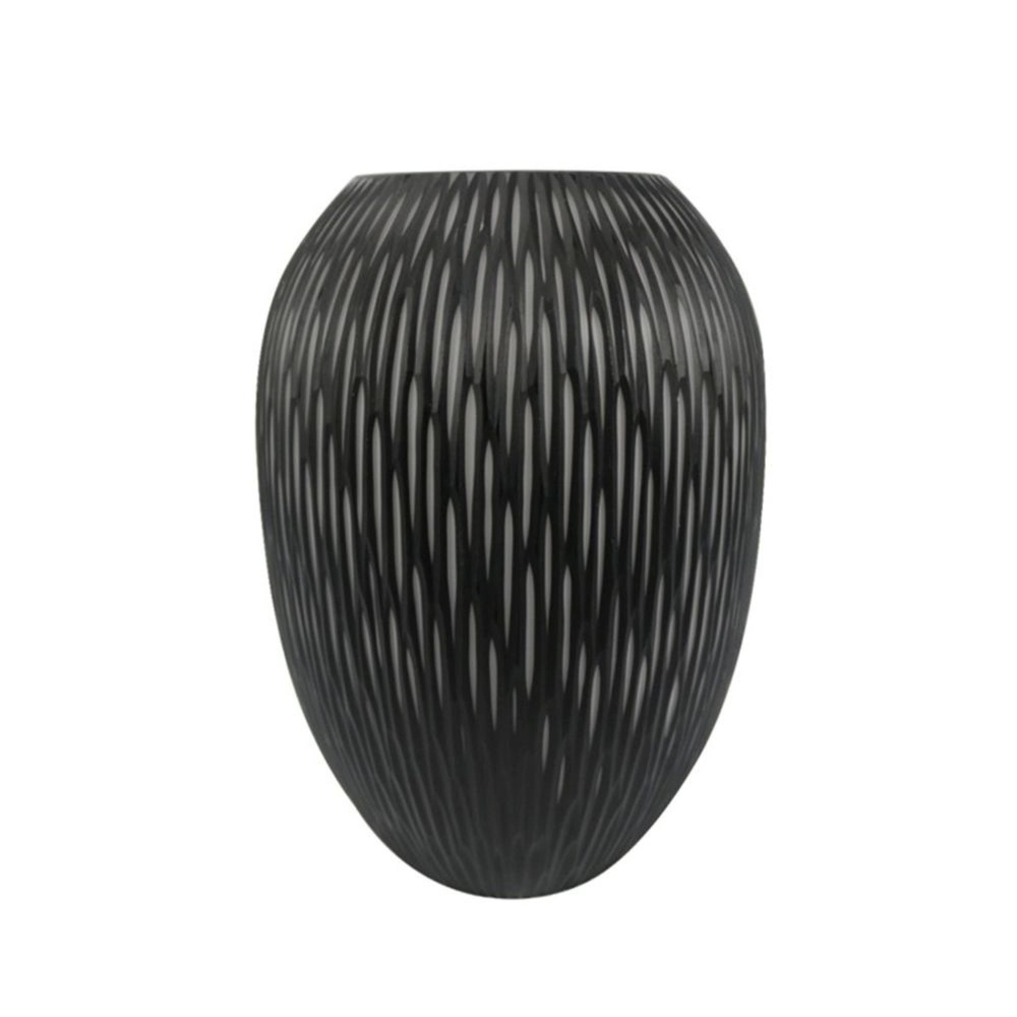 Vase - Handmade - Black and White Glass - Large