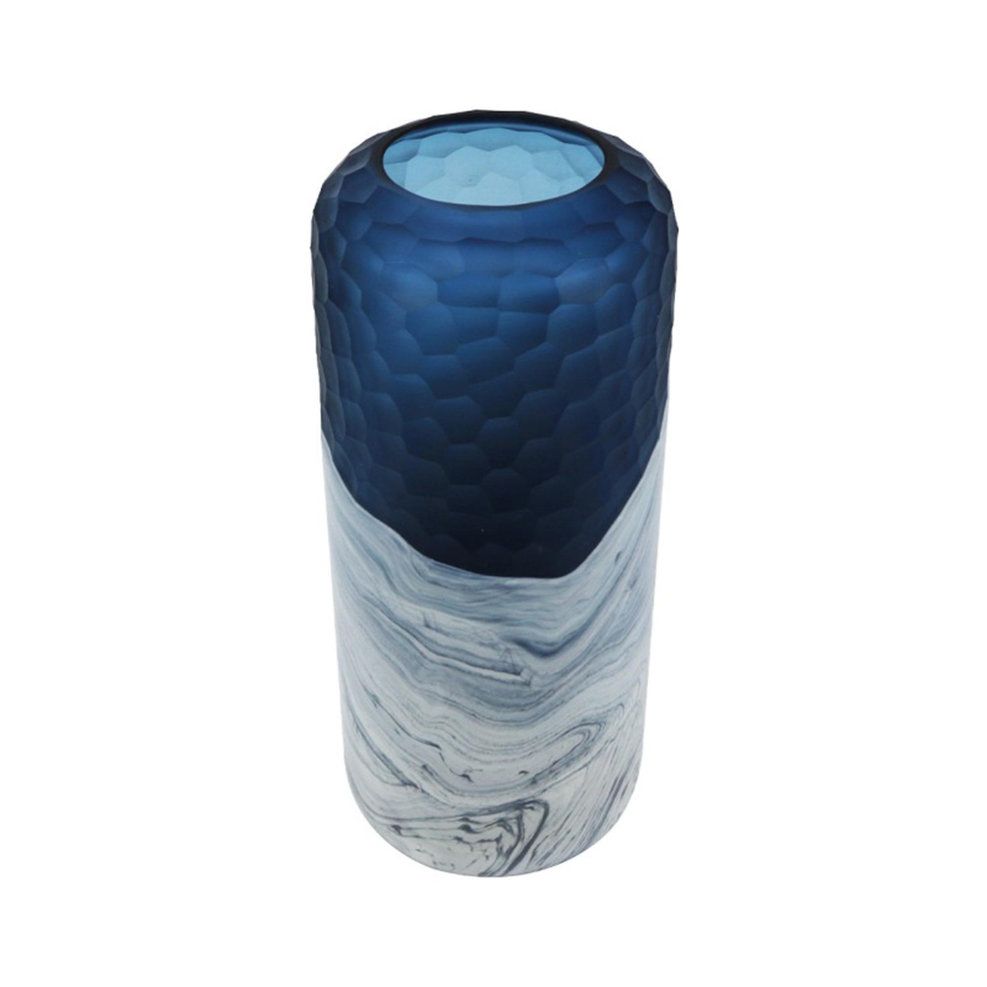 Vase - Handmade - Blue and White Glass