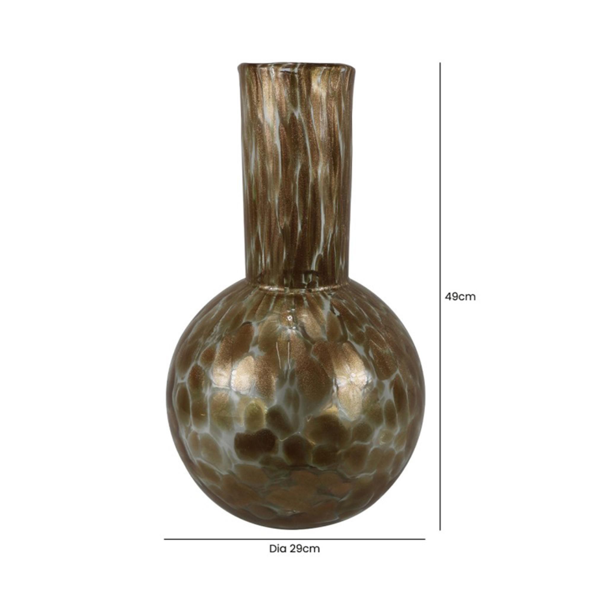 Vase - Handmade - Gold Clear Glass