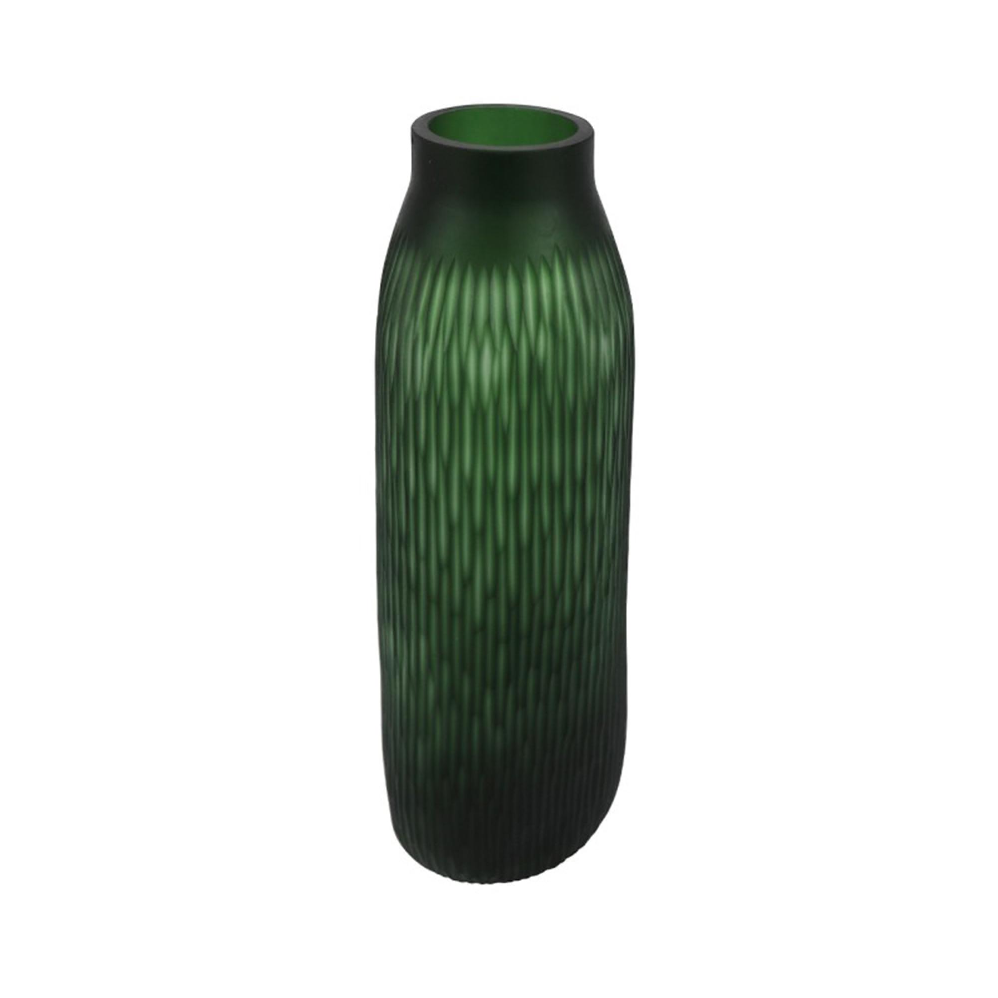 Vase - Handmade - Green Glass - Bud