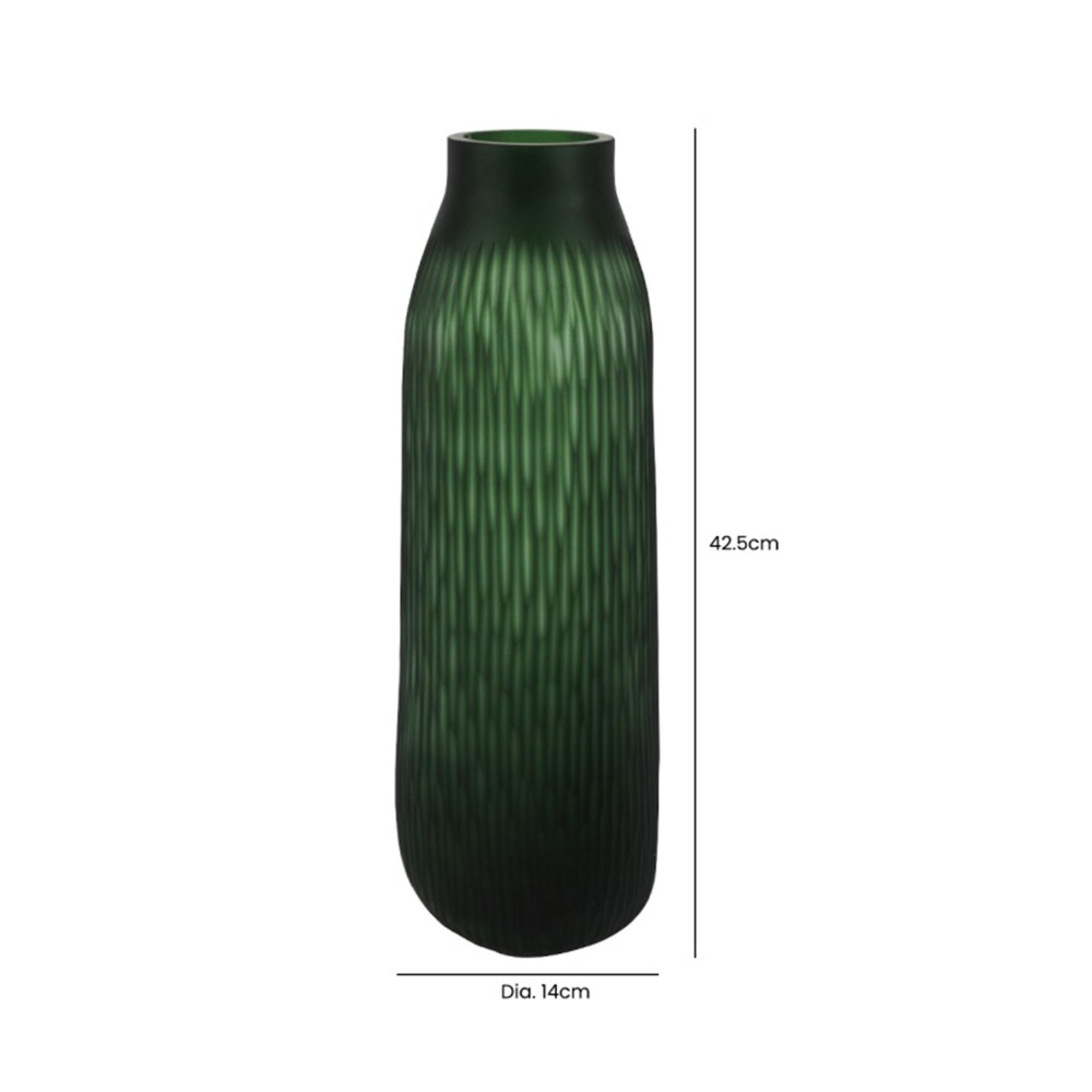 Vase - Handmade - Green Glass - Bud