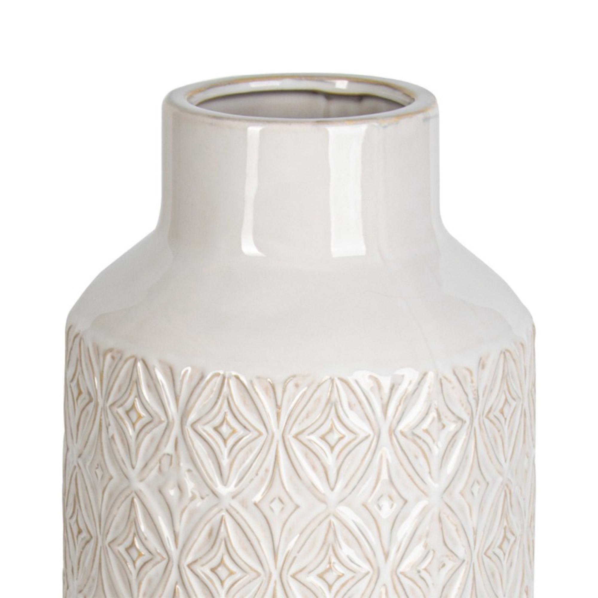 Vase - Handmade - White Carved - Ceramic