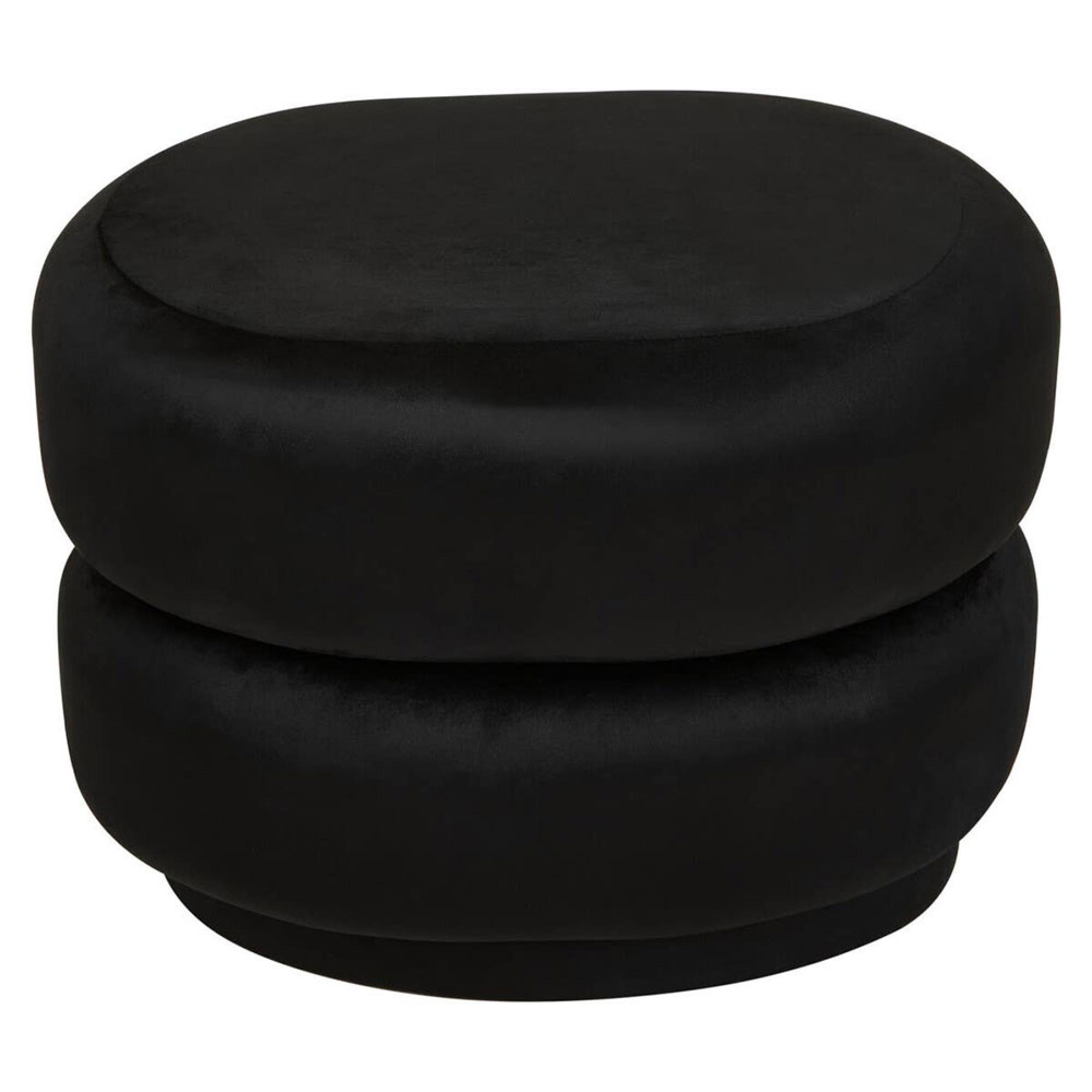 Hartford Pouffe - Oval - Black Velvet Fabric