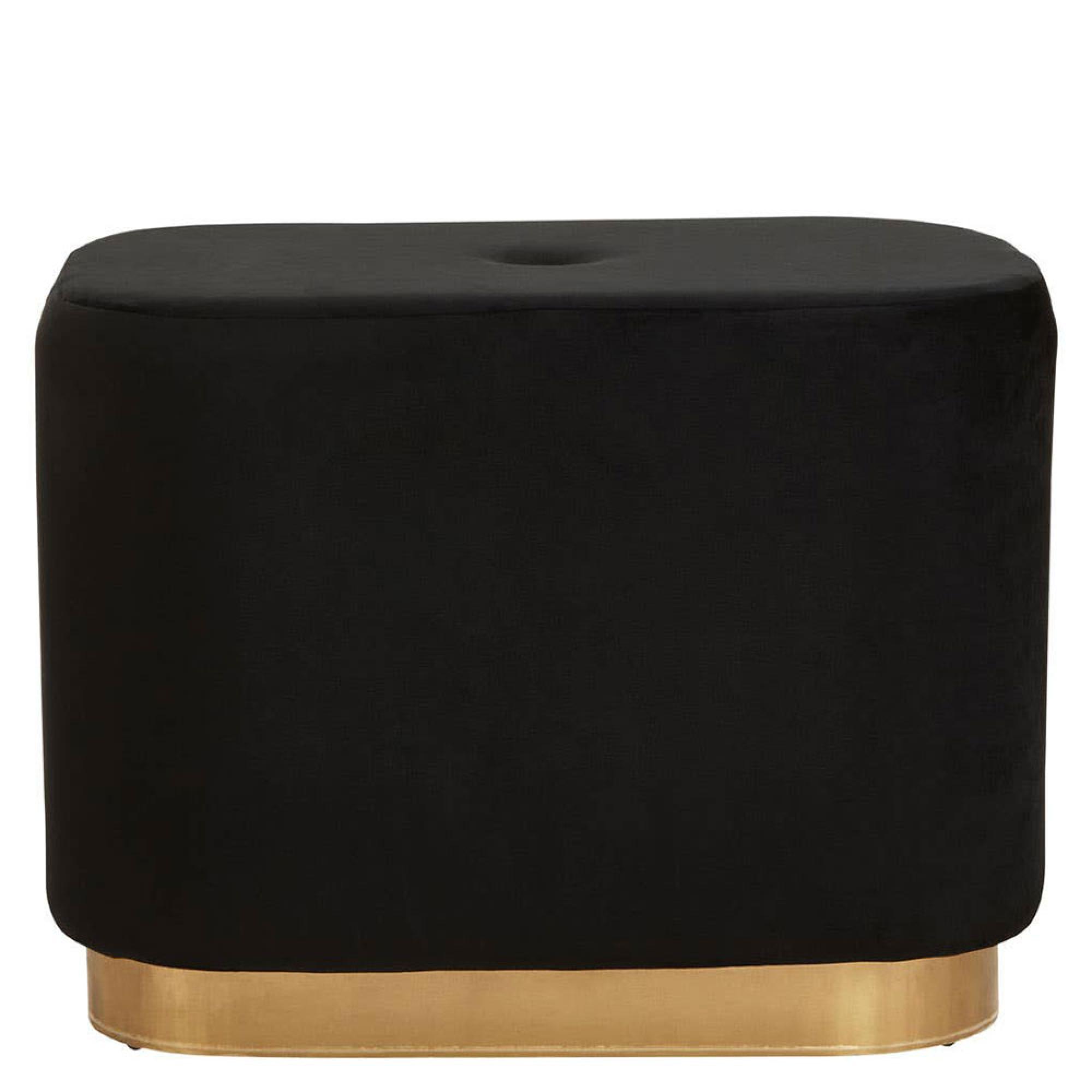 Hartford Pouffe - Black Velvet Fabric