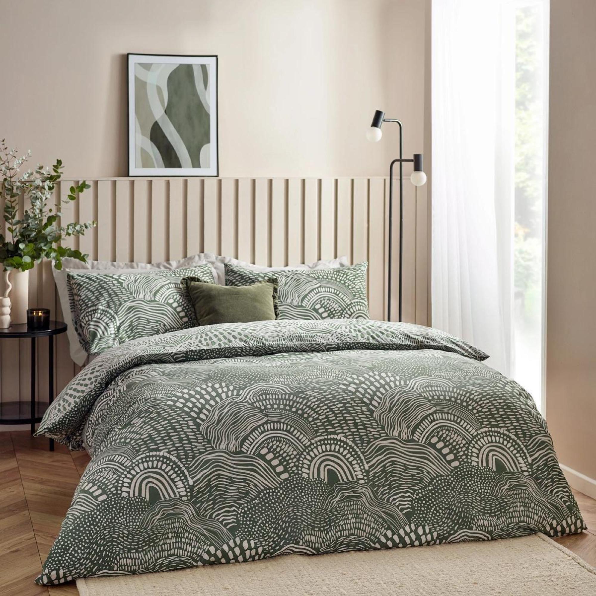 Hoem Nola Olive Abstract Duvet Cover Set