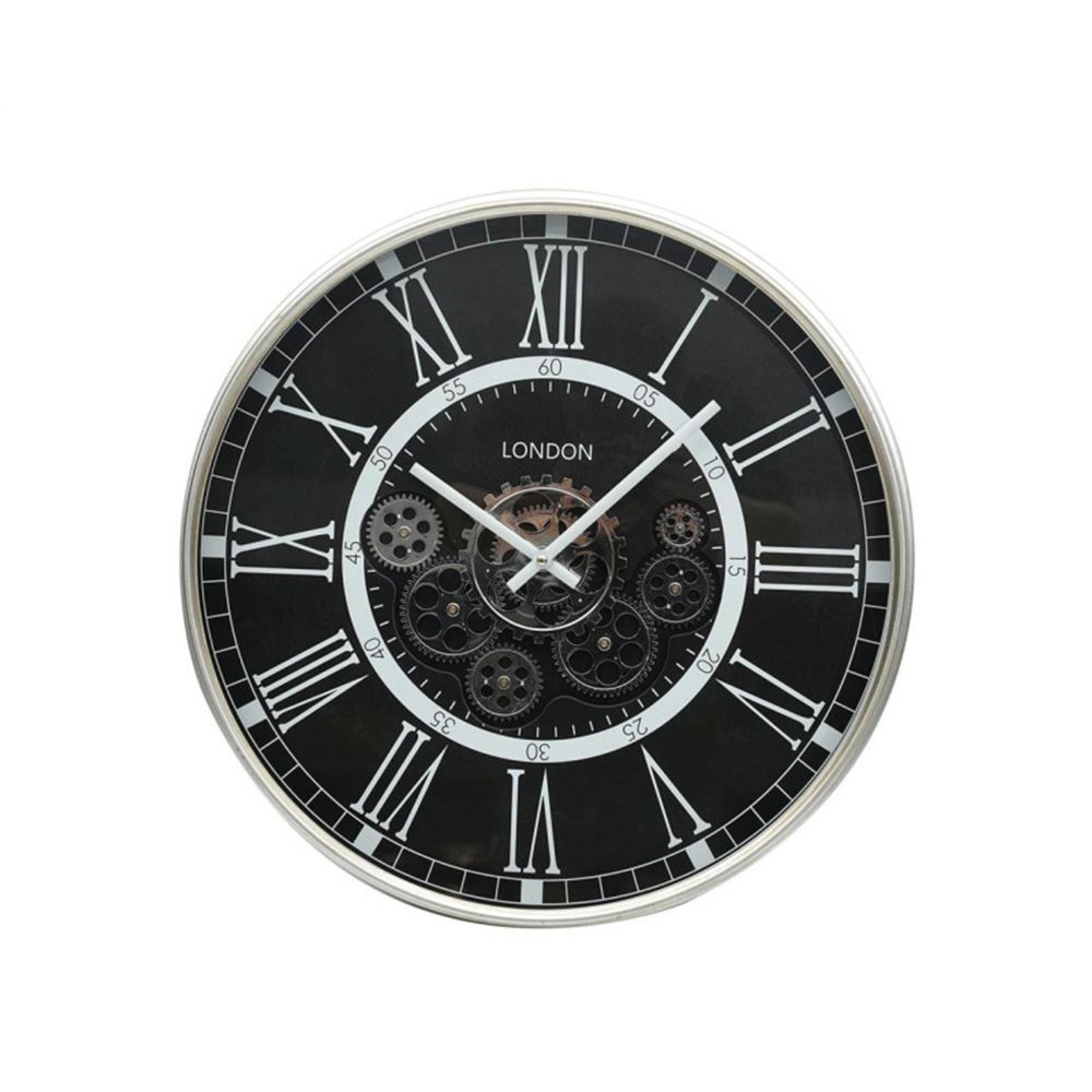 Wall Clock - Round - Industrial Antique Grey Gears