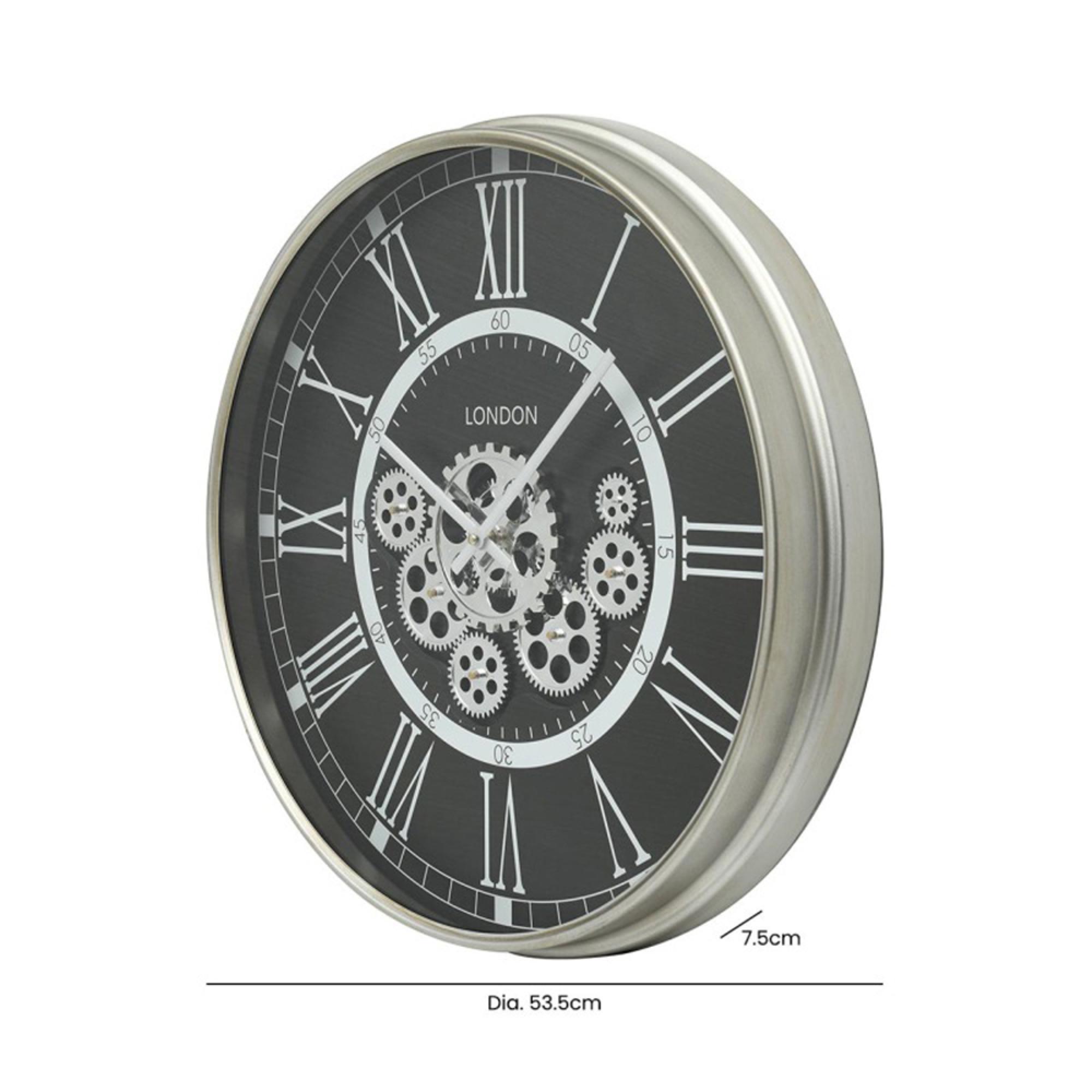 Wall Clock - Round - Industrial Antique Grey Gears