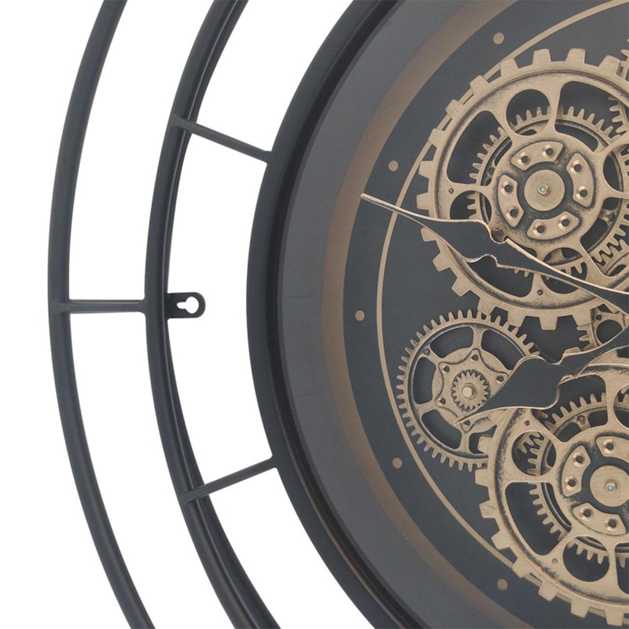 Wall Clock - Round - Industrial Black Gears