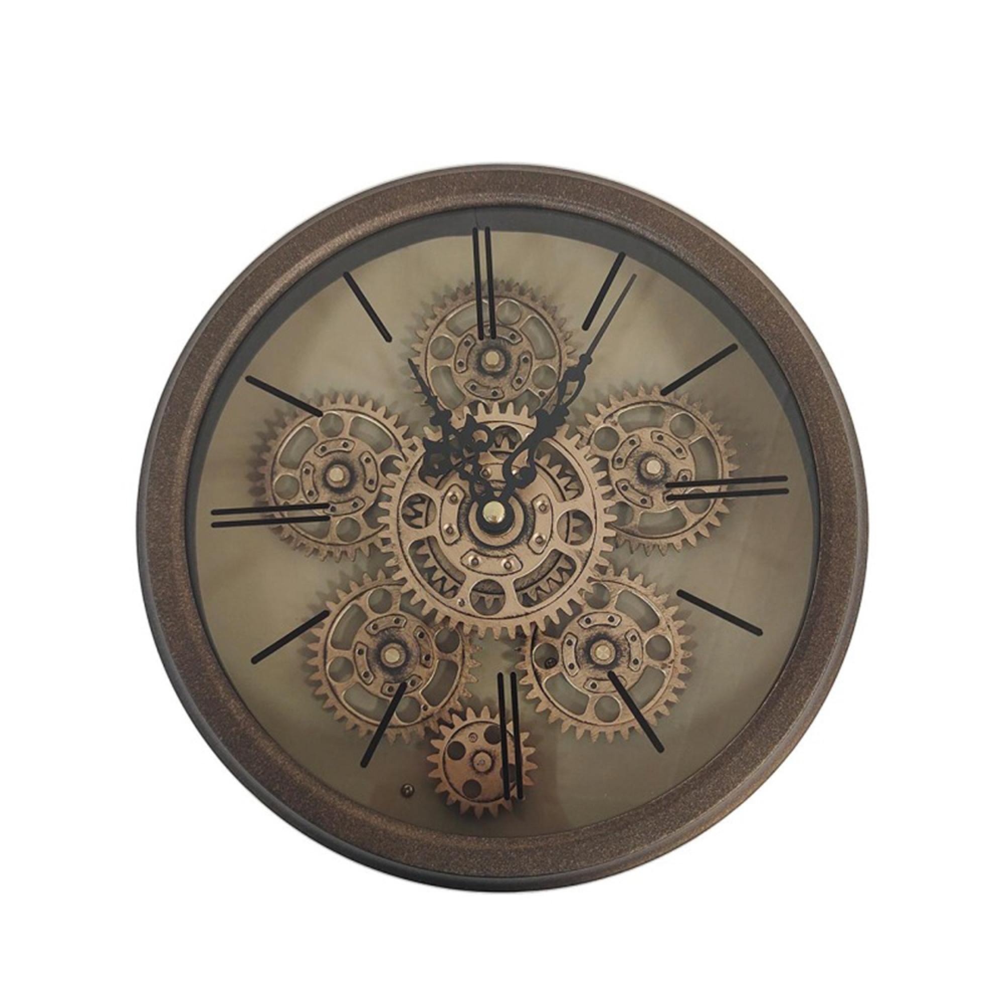 Wall Clock - Round - Industrial Copper Gears