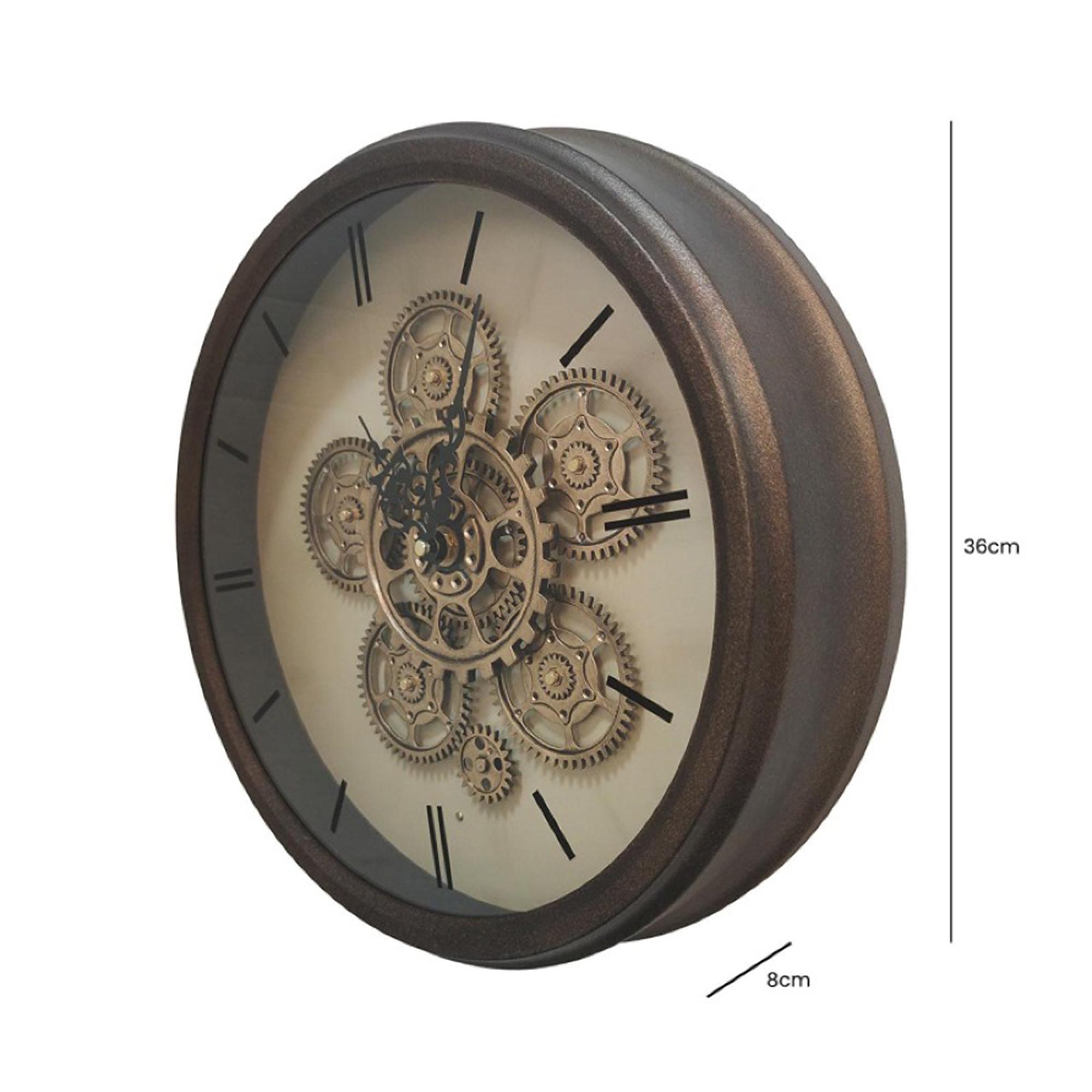 Wall Clock - Round - Industrial Copper Gears