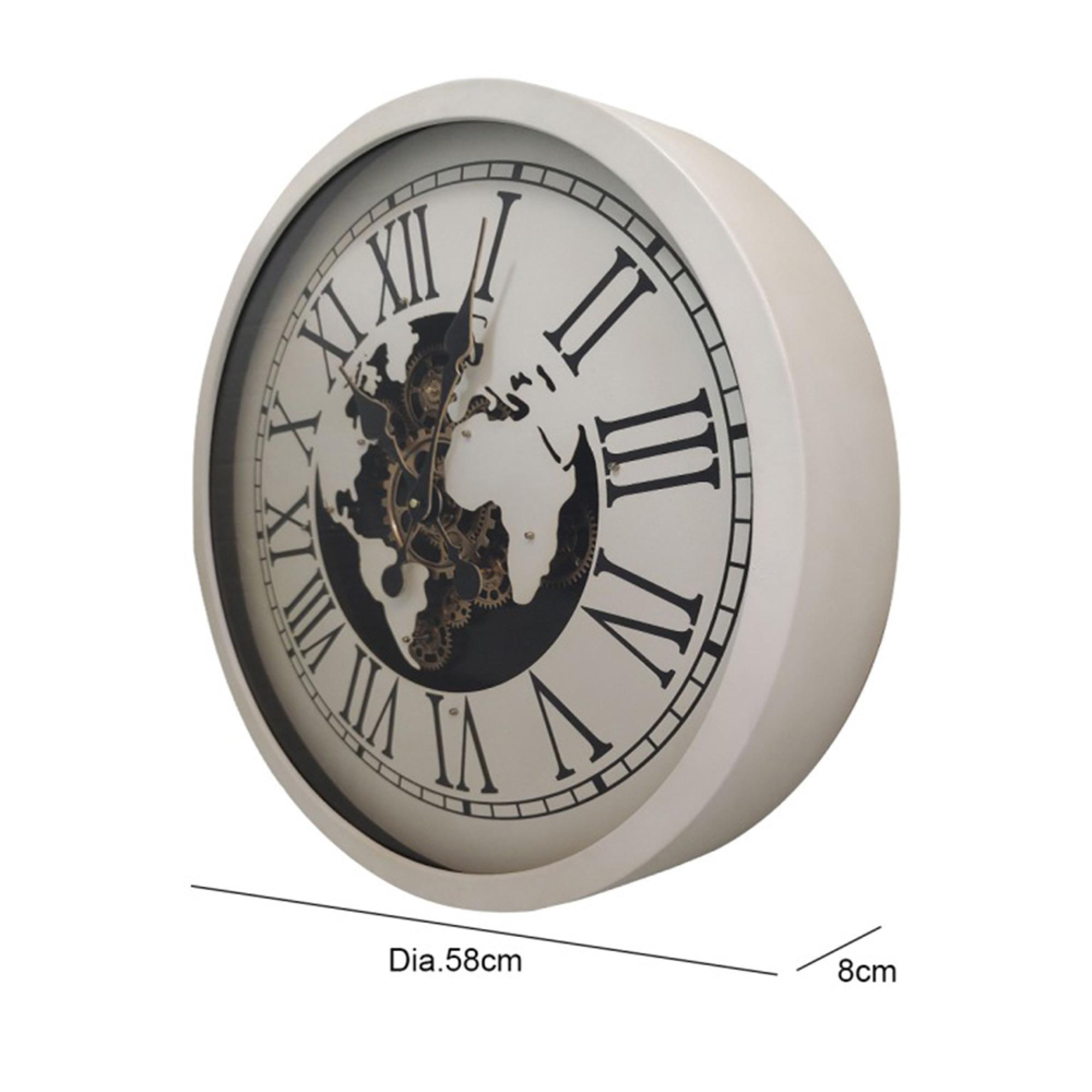 Wall Clock - Round - Industrial White Gears