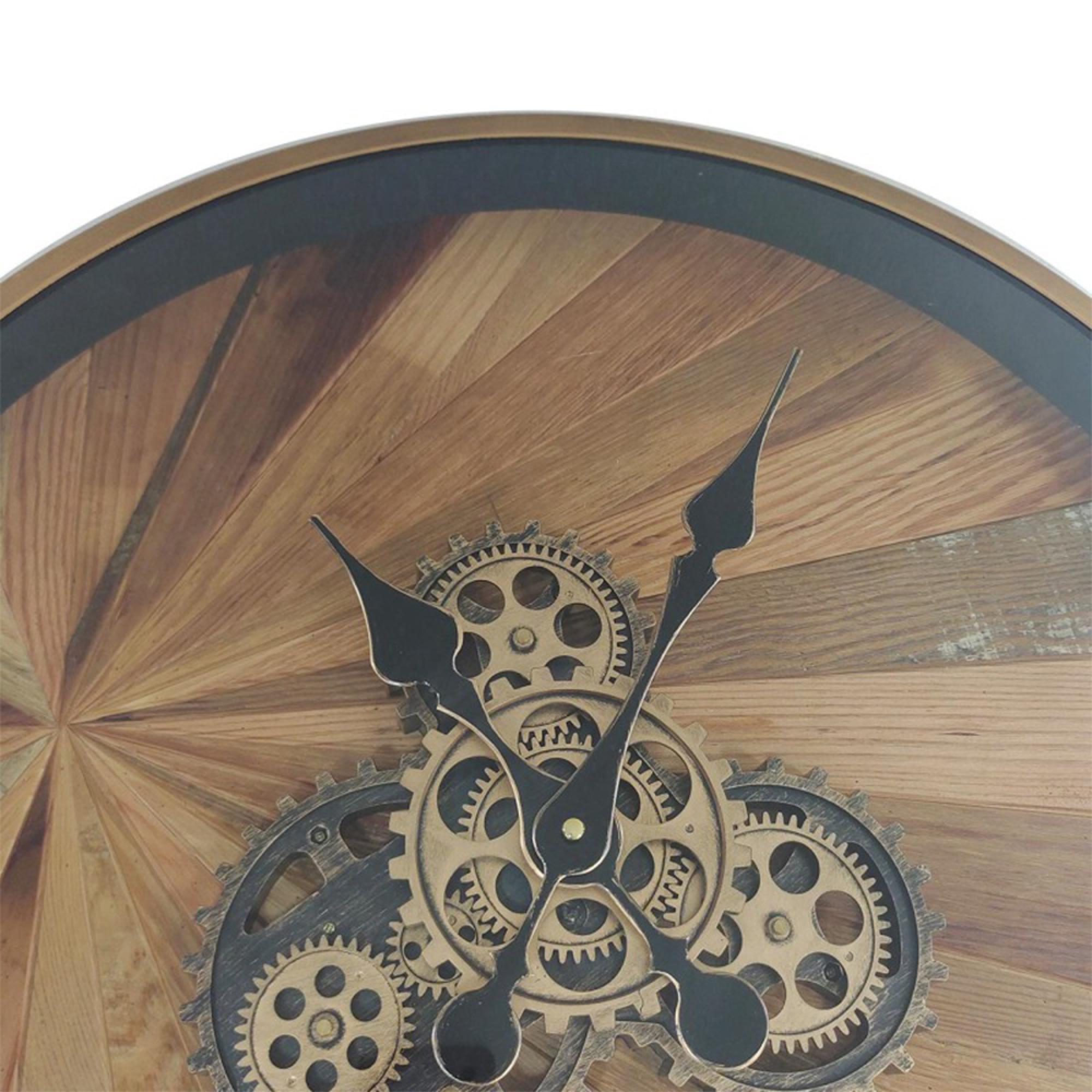 Wall Clock - Round - Industrial Wood Gears