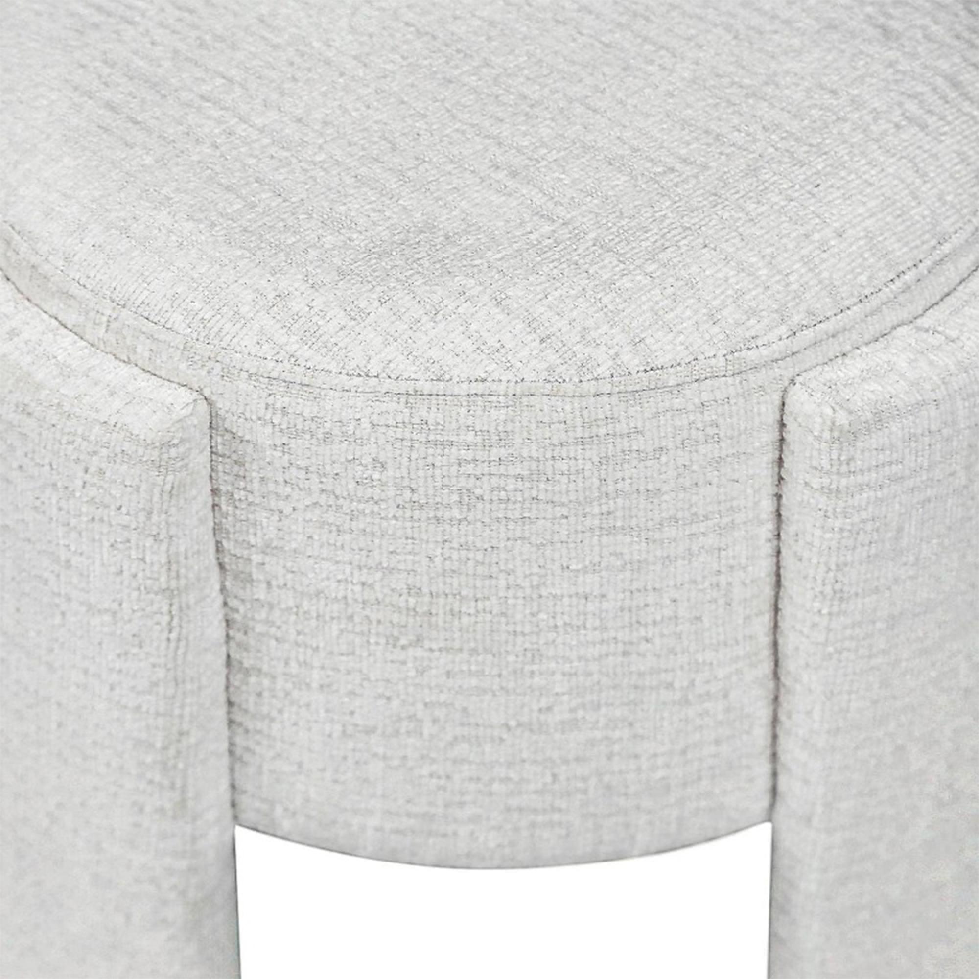 Footstool - Round - Ivory Chenille Fabric - Small