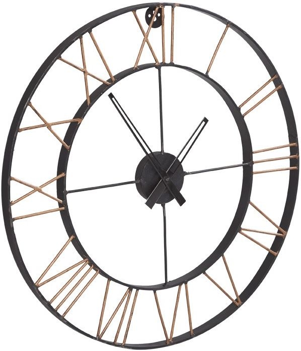 Lac Black Metal Skeleton Round Wall Clock